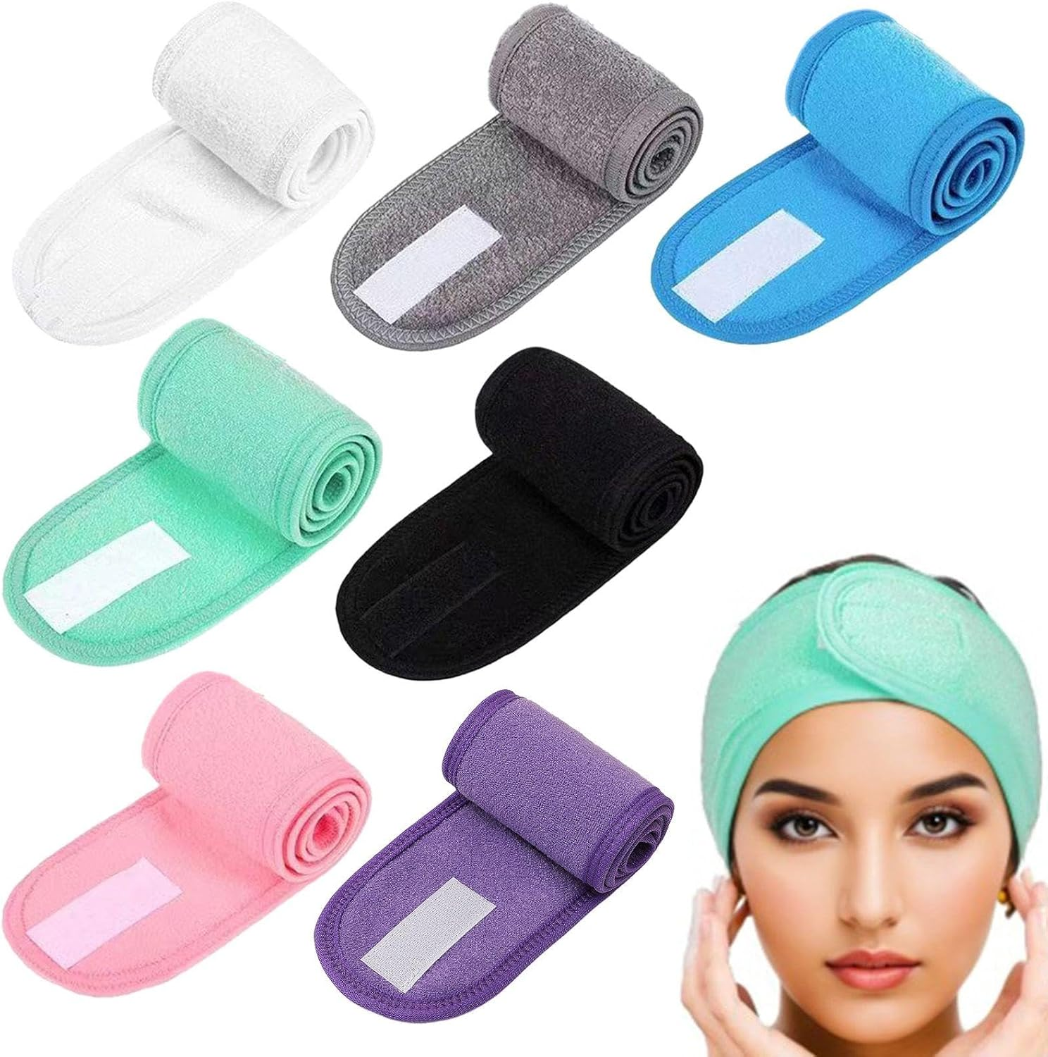 7 Pieces of Women'S Beauty Hair Band, Adjustable Headband, Elastic Face Wash Turban, Suitable for Make-Up, Care and Sleep image number 1