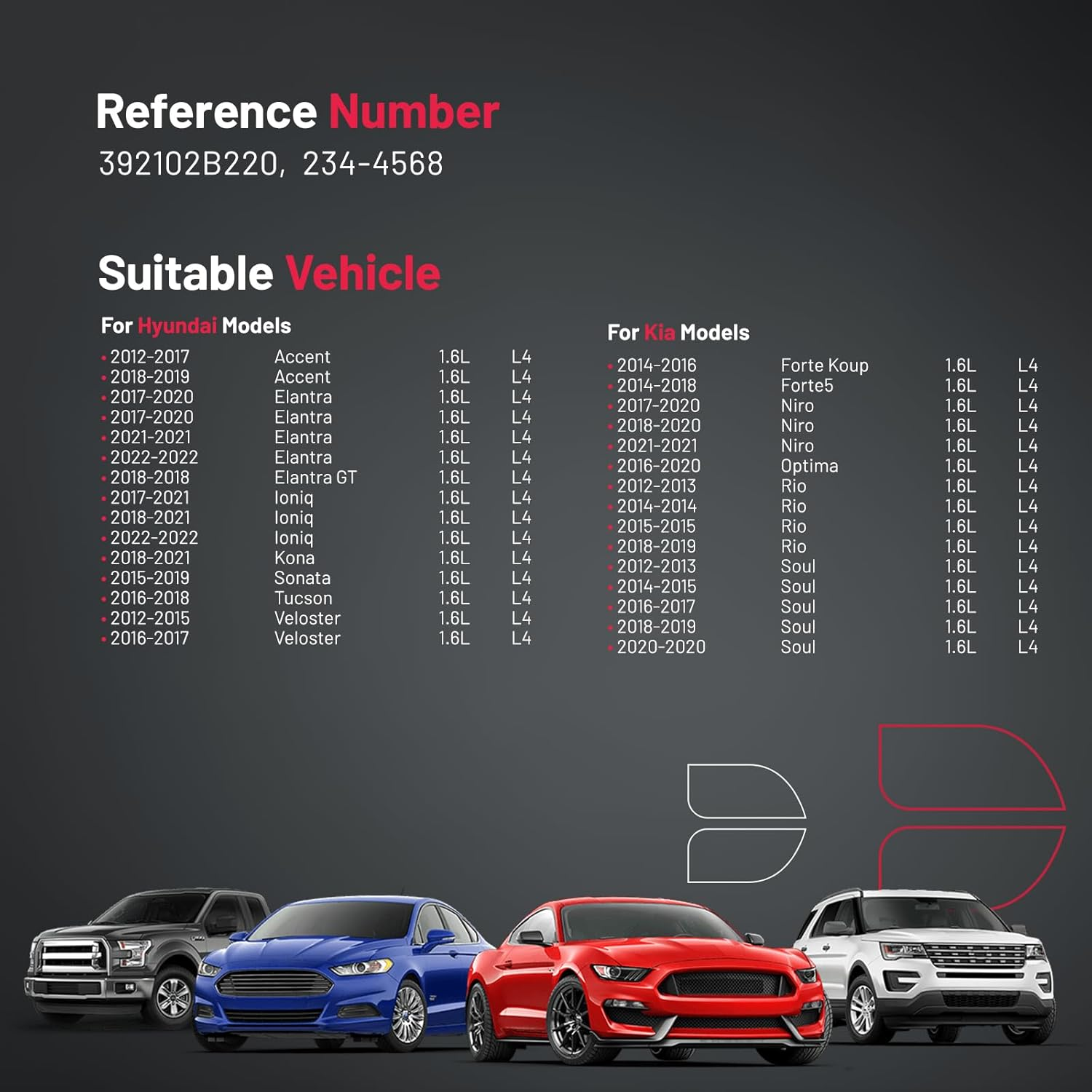 BDFHYK Oxygen Sensor Downstream O2, Compatible with 2012-2018 Kia Rio Soul 1.6L,2012-2017 Hyundai Accent Veloster 1.6L, 392102B220, 234-4568 Replacement 1PCS