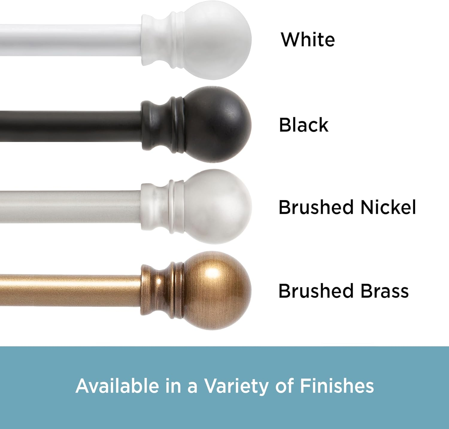 Kenney Davenport 1/2" Petite Caf&eacute; Decorative Window Curtain Rod, 28-48", White