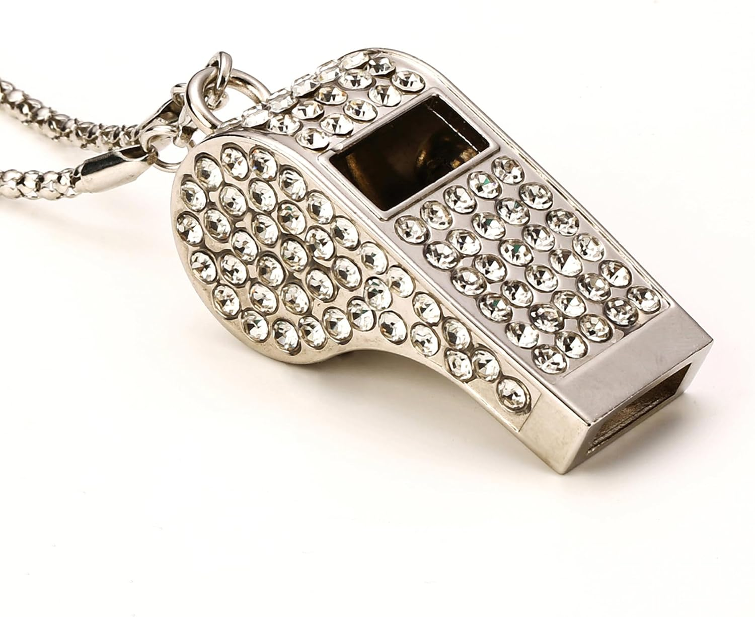 Unisonpet Whistle, Metal Crystal Rhinestone Whistle, Bling Whistle, Shining Whistle with Chain for Referees, Coaches, Teachers, Polices, Training (Gold)
