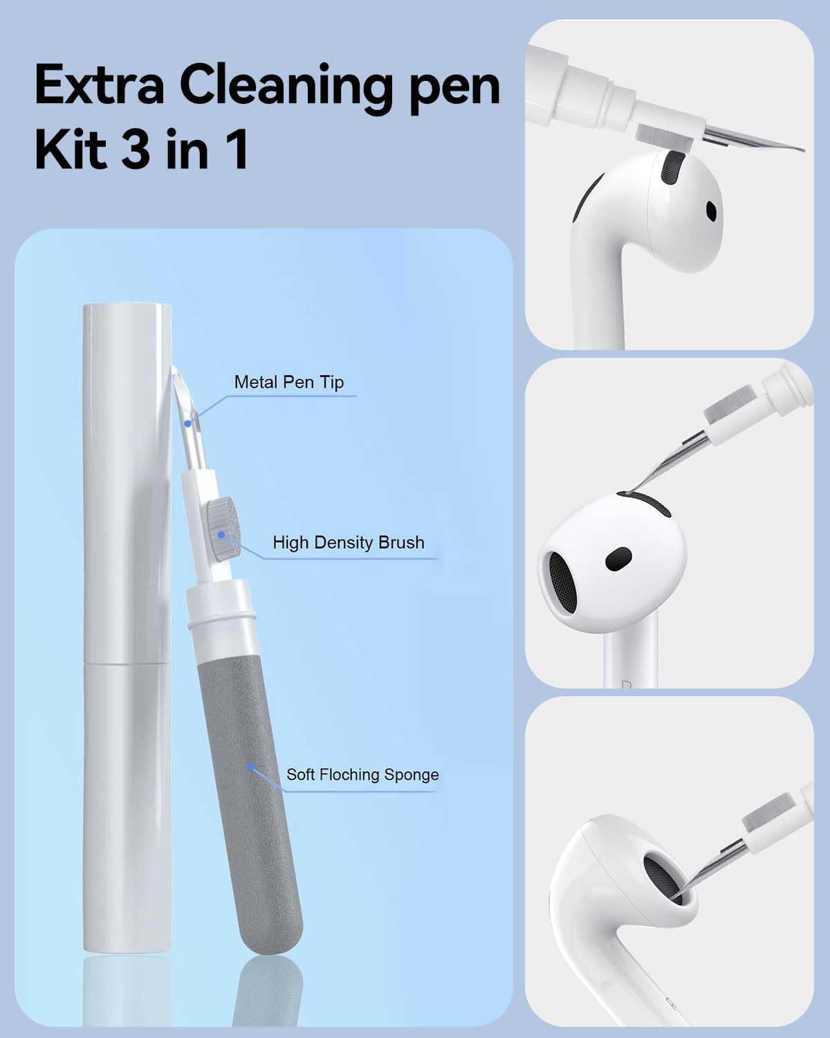 T Tersely Safety Lock Case for Airpods 4 with Cleaner Kit,Secure Lock Armor Shockproof Protective Hard Shell with Carabiner&Cleaner Kit - Transparent image number 3