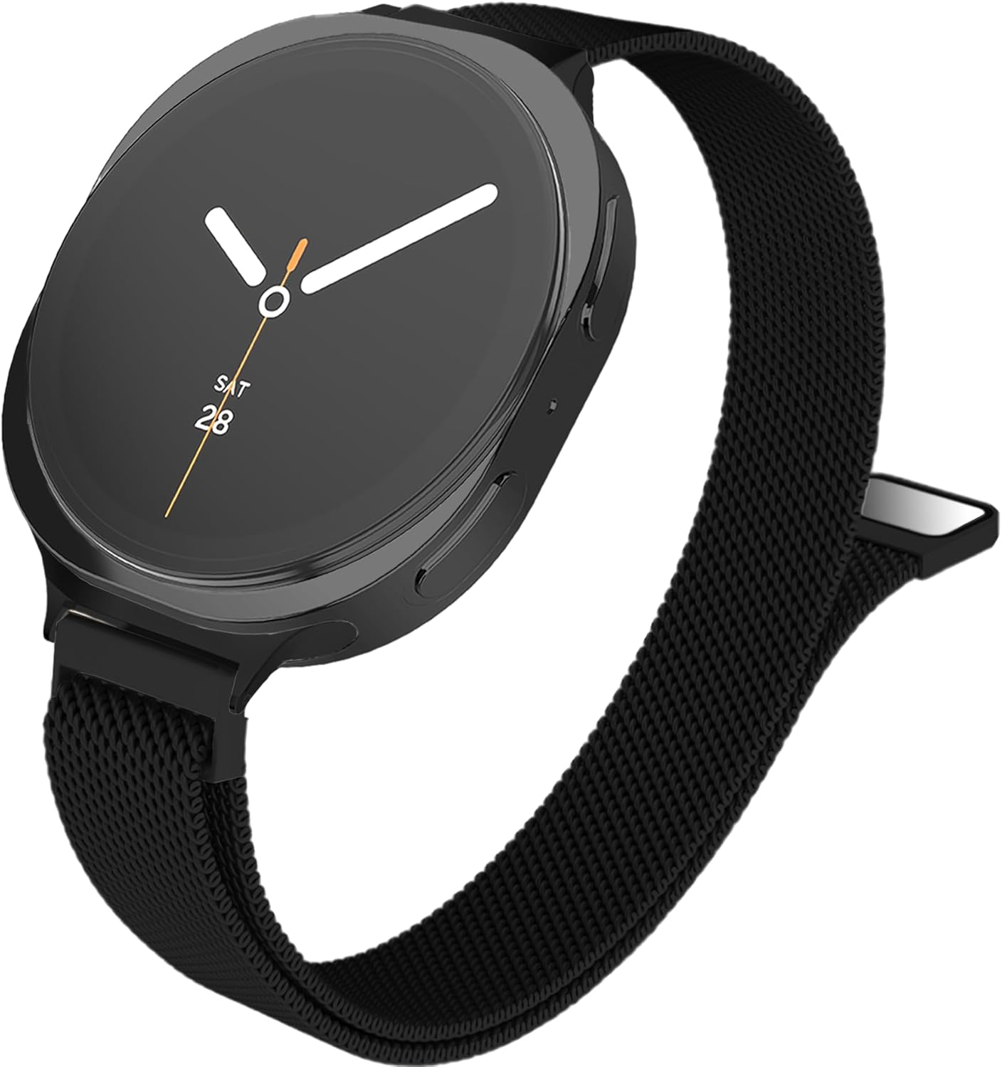 HAYONLIY Slim Metal Band Compatible with Samsung Galaxy Watch 8 40Mm 44Mm/Galaxy Watch 8 Classic 46Mm,Mesh Magnetic Stainless Steel Strap Milanese Loop Wristband Women Men