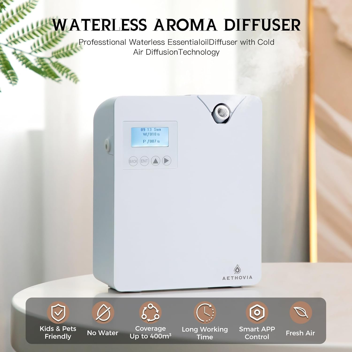 AETHOVIA Smart Scented Diffusers, Bluetooth APP Control Scent Air Diffuser, Cover up 400M&sup3; HVAC Waterless Aroma Device for Home, Office, Spa image number 5