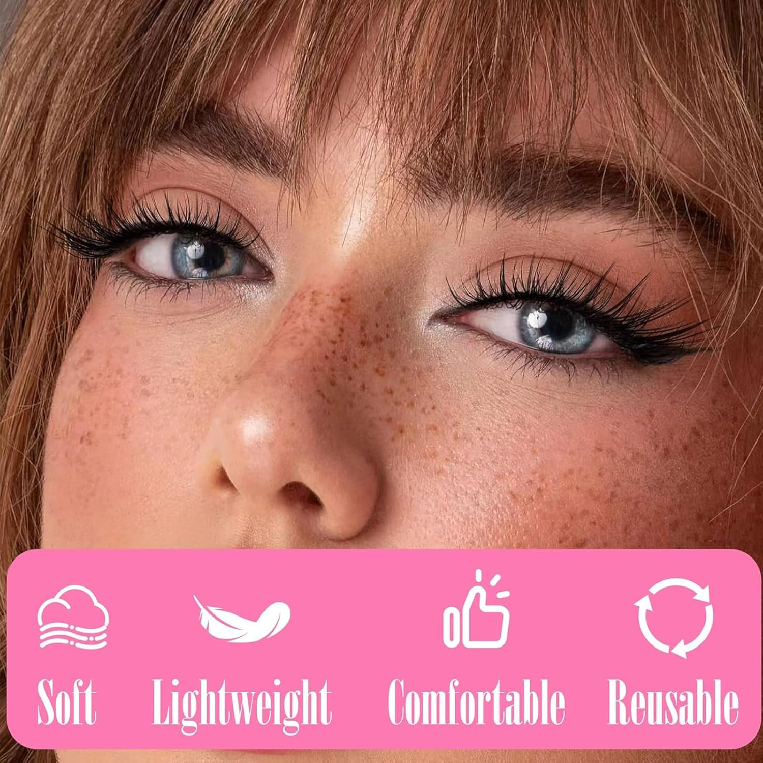 2025 Upgraded Magnetic Eyelashes, Flygragon Lighter 5D Fluffy Eyelashes Magnetic Lashes Natural Look with 2 Pairs, No Glue Reusable Artificial Fiber Magnets False Eyelashes Kit with Curler, KS01-5 image number 4