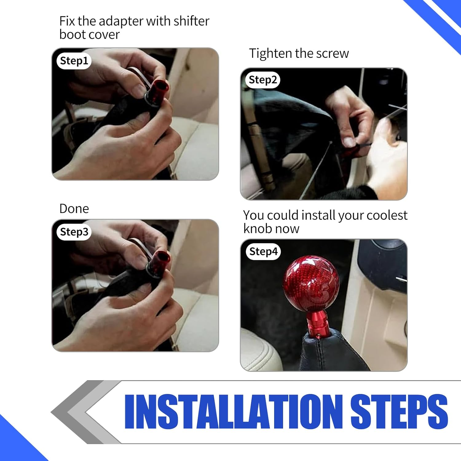 Pack-1 Automotive Gear Head Thread Adapter, M12 X 1.25 Metal Shift Knob Gear Lever Adapter, Car Multi-Functional Replacement Accessories, Compatible with Most Cars, Trucks, Suvs (Blue) image number 3