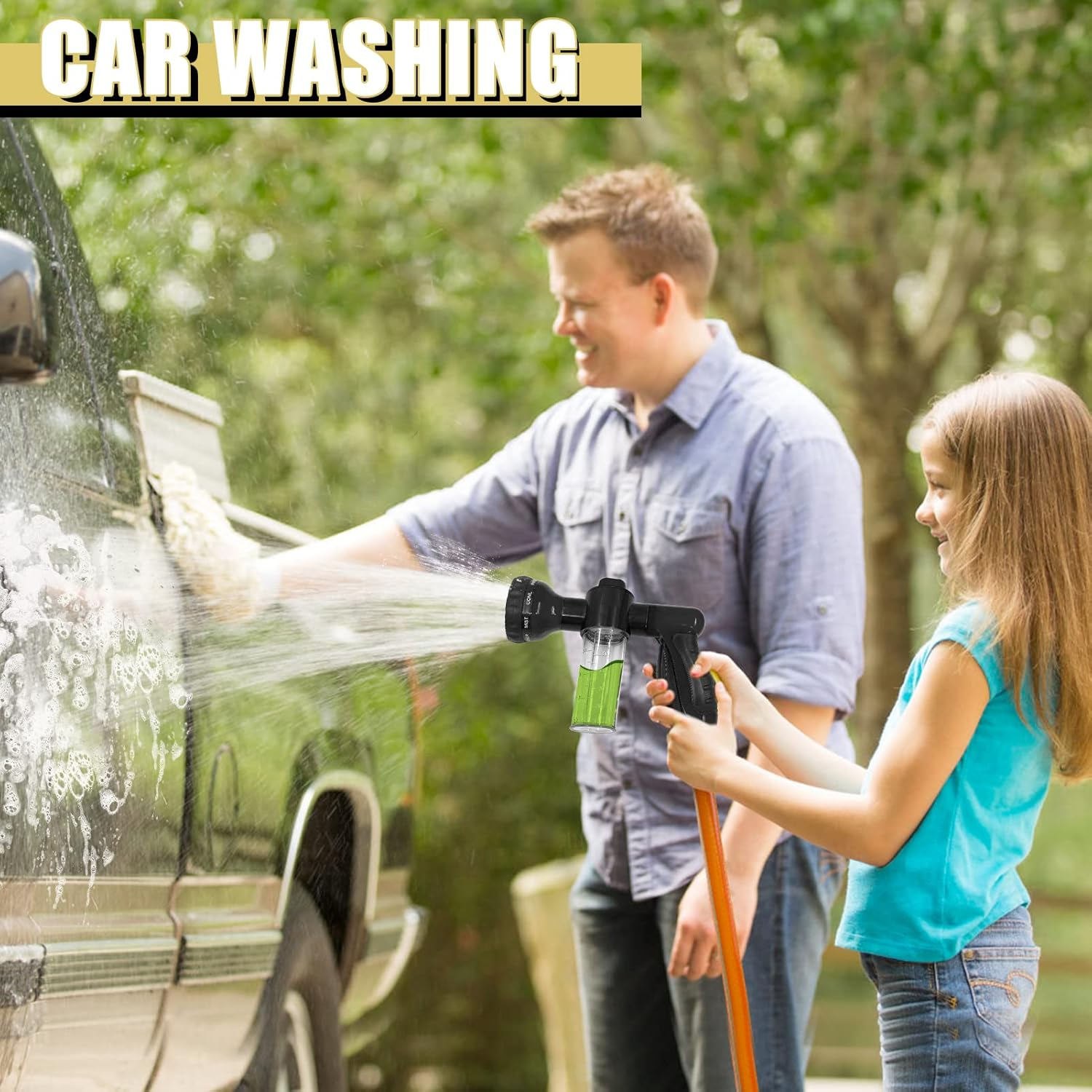 Dog Wash Attachment 8 Spray Pattern Nozzle with Bathing Brush and 3.5Oz/100Cc Soap Dispenser Bottle 3/4 in Standard Garden Hose for Pet Showering Car Washing Watering image number 6