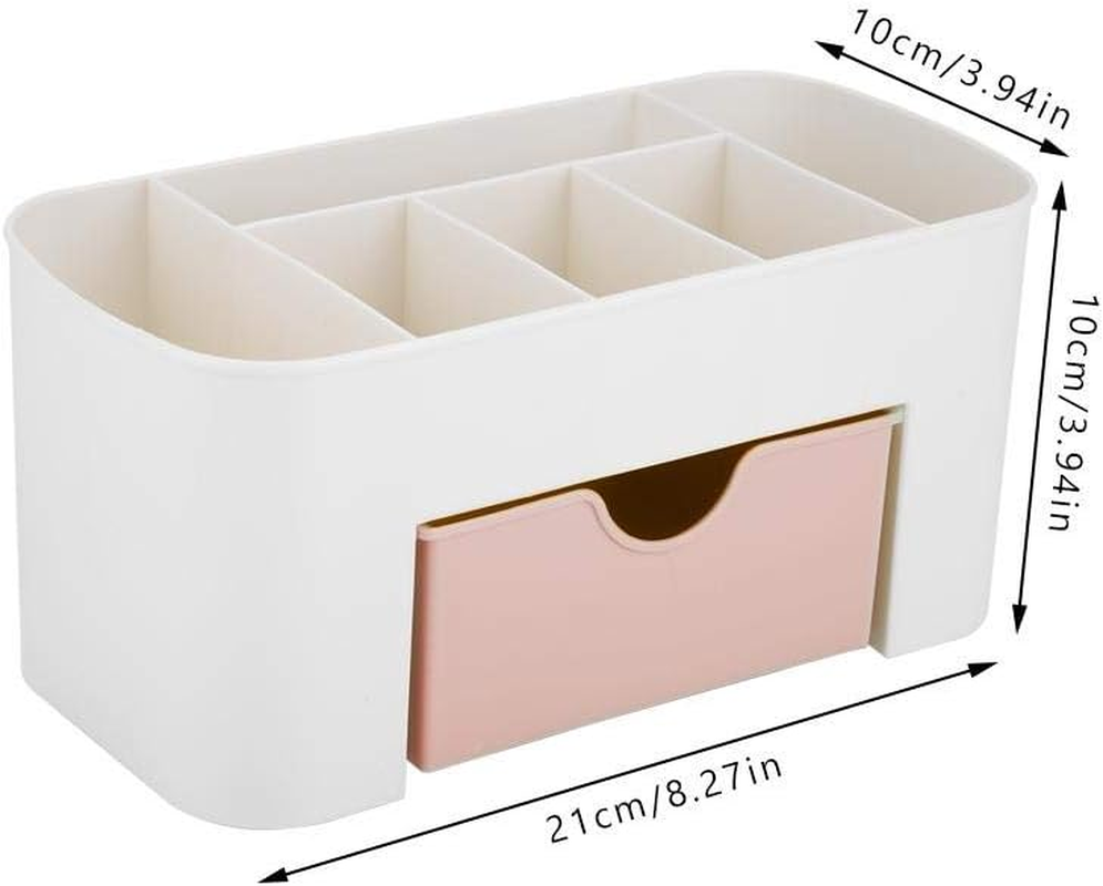 Cosmetic Makeup and Jewelry Organizer, Plastic Multifunction Desk Storage Box with 6 Subgrids, Jewelry, Hair Accessory Case with Drawer, Jewelry Classification, Daily(Pink) image number 5