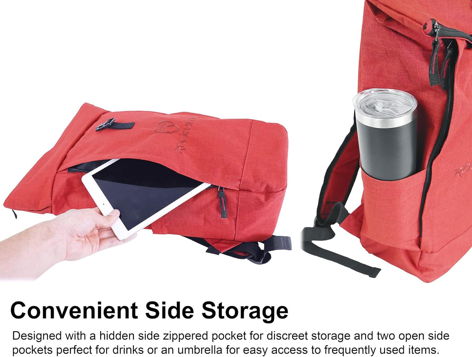 Rockville RPAK Durable Backpack with Padded Laptop Pocket, Spacious Main Compartment, Hidden Side Zipper, and Beverage Holder image number 3