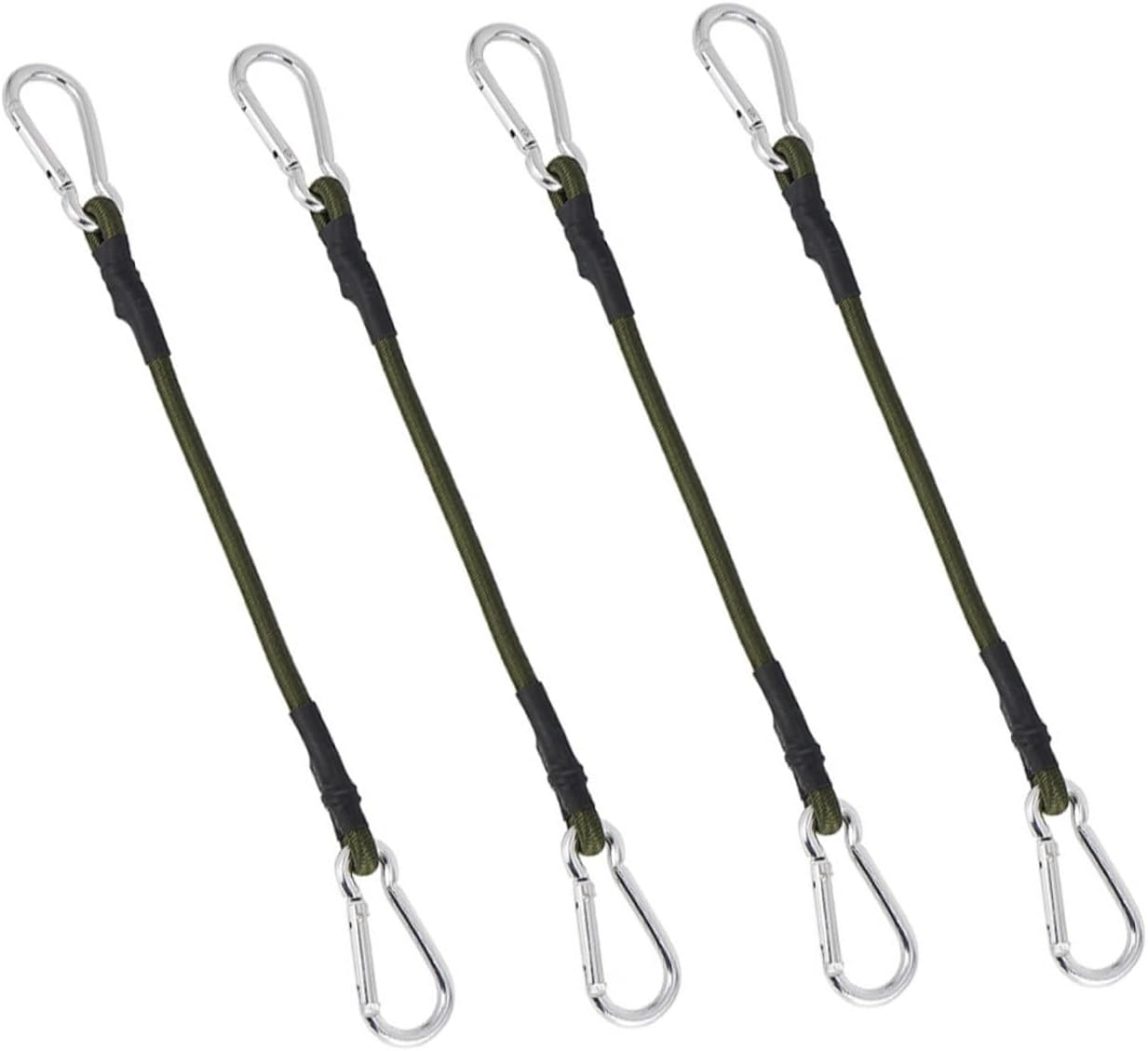 BELLIFFY 4Pcs 8Mm Elastic Bungee Cords with Mountaineering Hooks, Outdoor Tent Fixing Belts, Multi-Functional Luggage Straps for Camping and Travel