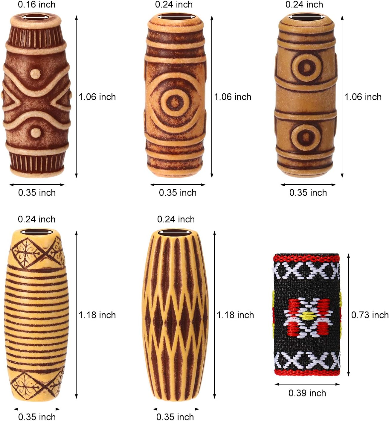 WILLBOND 27 Pcs Wooden Fabric Dreadlock Beads Tube Beads for Hair Braids Jewelry for Hair Beard Ornament for Women Men DIY Necklace Bracelet Earring Accessories image number 3