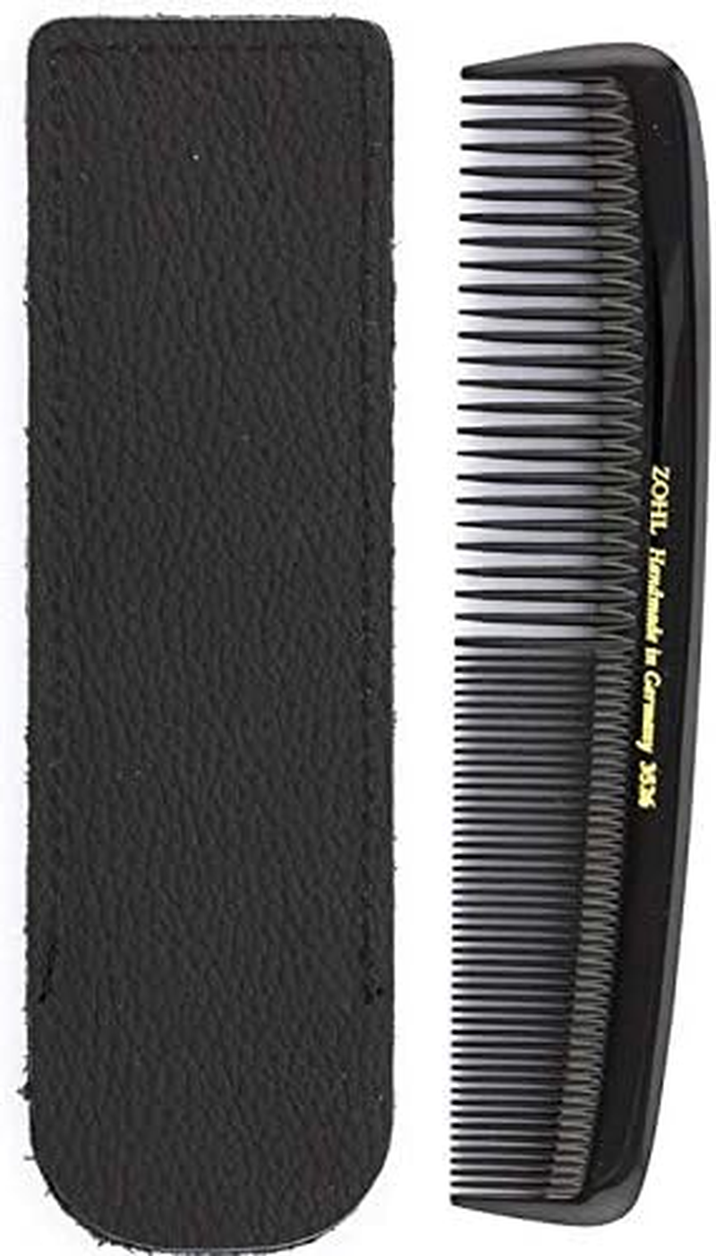 ZOHL Mens Pocket Hair Comb Ebonite in Leather Pouch image number 4