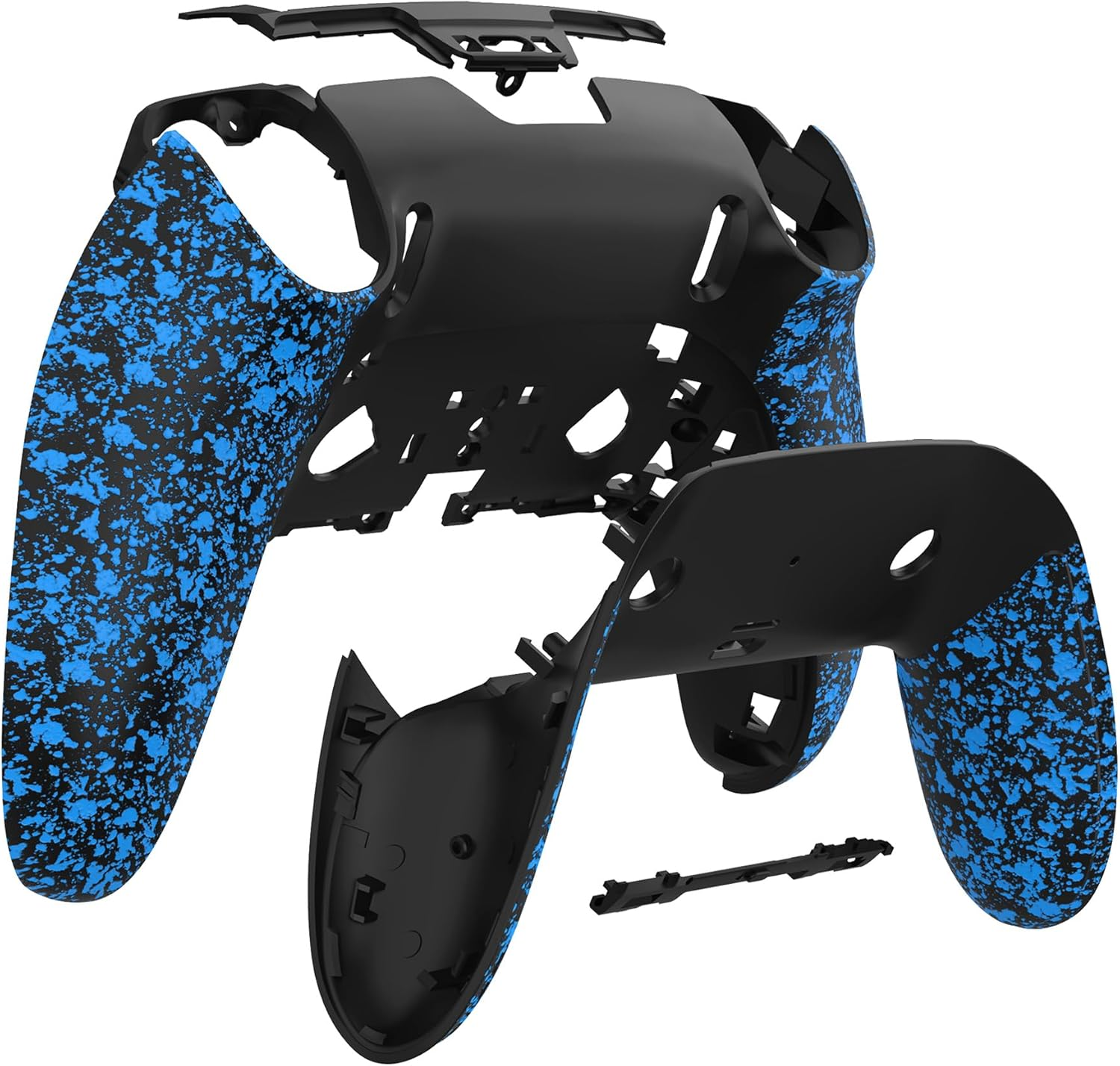 Extremerate Custom Back Housing Bottom Shell Compatible with P S 5 Edge Controller, Non-Slip 3D Splashing Cover, Game Improvement DIY Replacement Back Case & Clip Shell - Textured Black