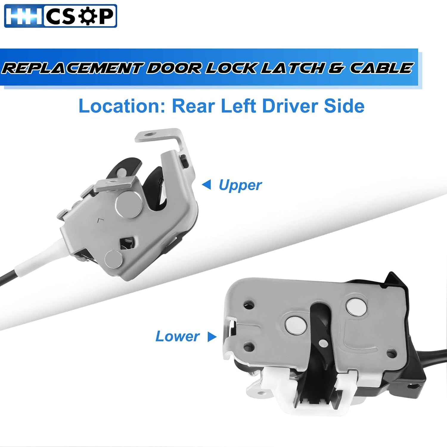 Rear Door Lock Latch & Cable Left Driver Side for 1999 2000 2001 2002 2003 2004 2005 2006 2007 Ford F250 F350 F450 F550 Super Duty Upper and Lower Latches Assembly Replace 6C3Z-28264A01-A image number 1