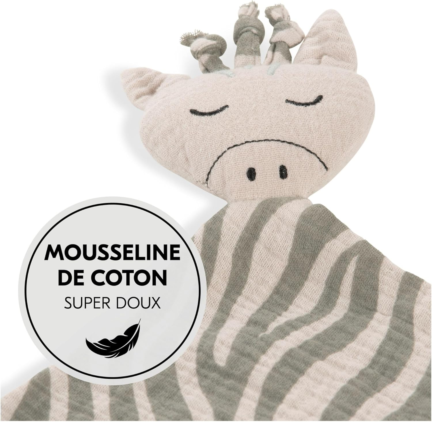 Hauck Cuddle N Play Baby Cuddle Blanket, Muslin Cotton Comforter Boy Girl, Cuddly Toy and Comforter Cuddly Toy Washable at 60&deg;C, 25 X 25 Cm (Zebra Sage)