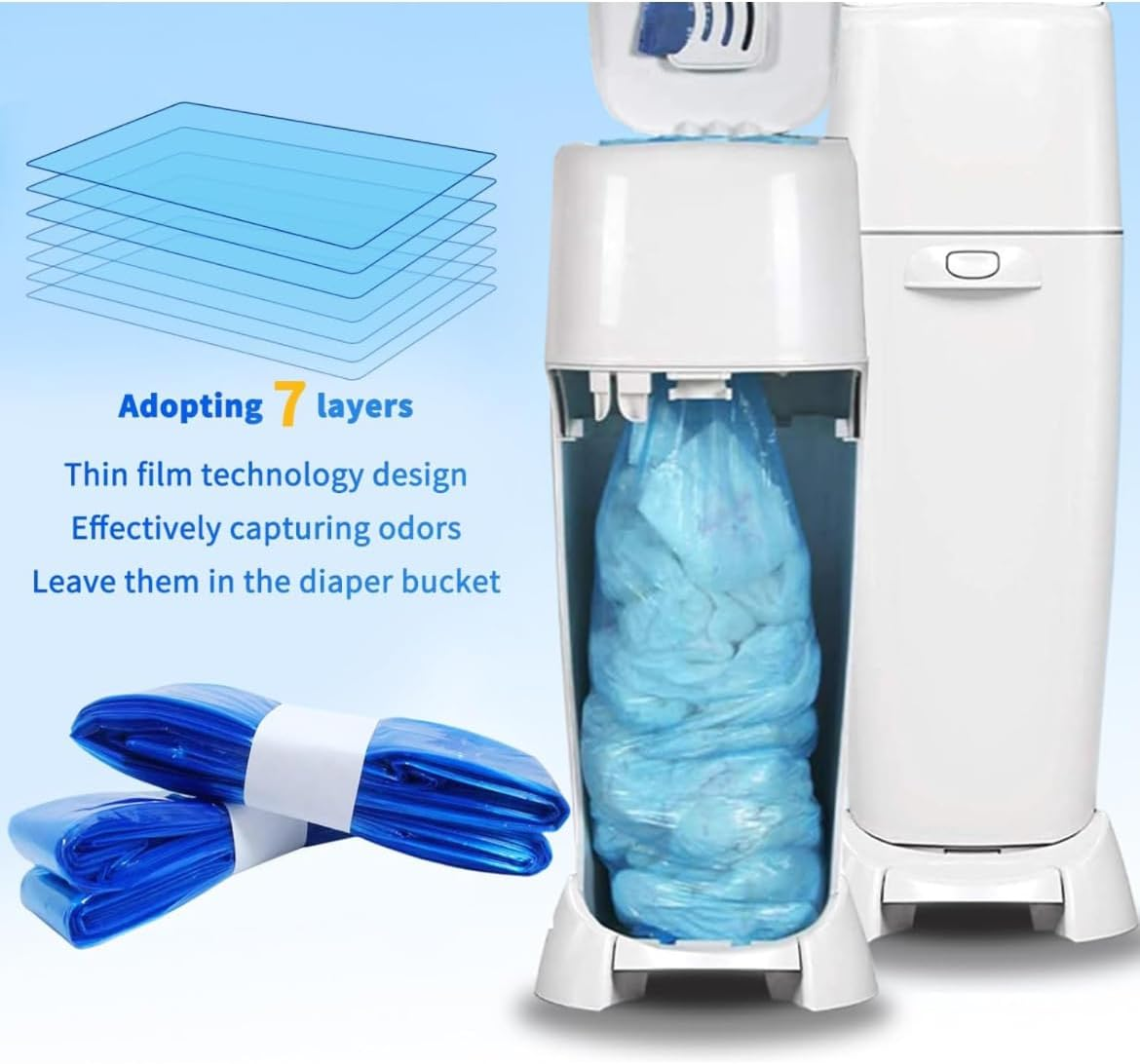 4 Pack Nappy Bin Refills, 6.5M Each, Locksmell, Refill Bags, Diaper Bin Pail Disposal Bags, Compatible with Angelcare and Spross Diaper, and All Other Bins image number 4