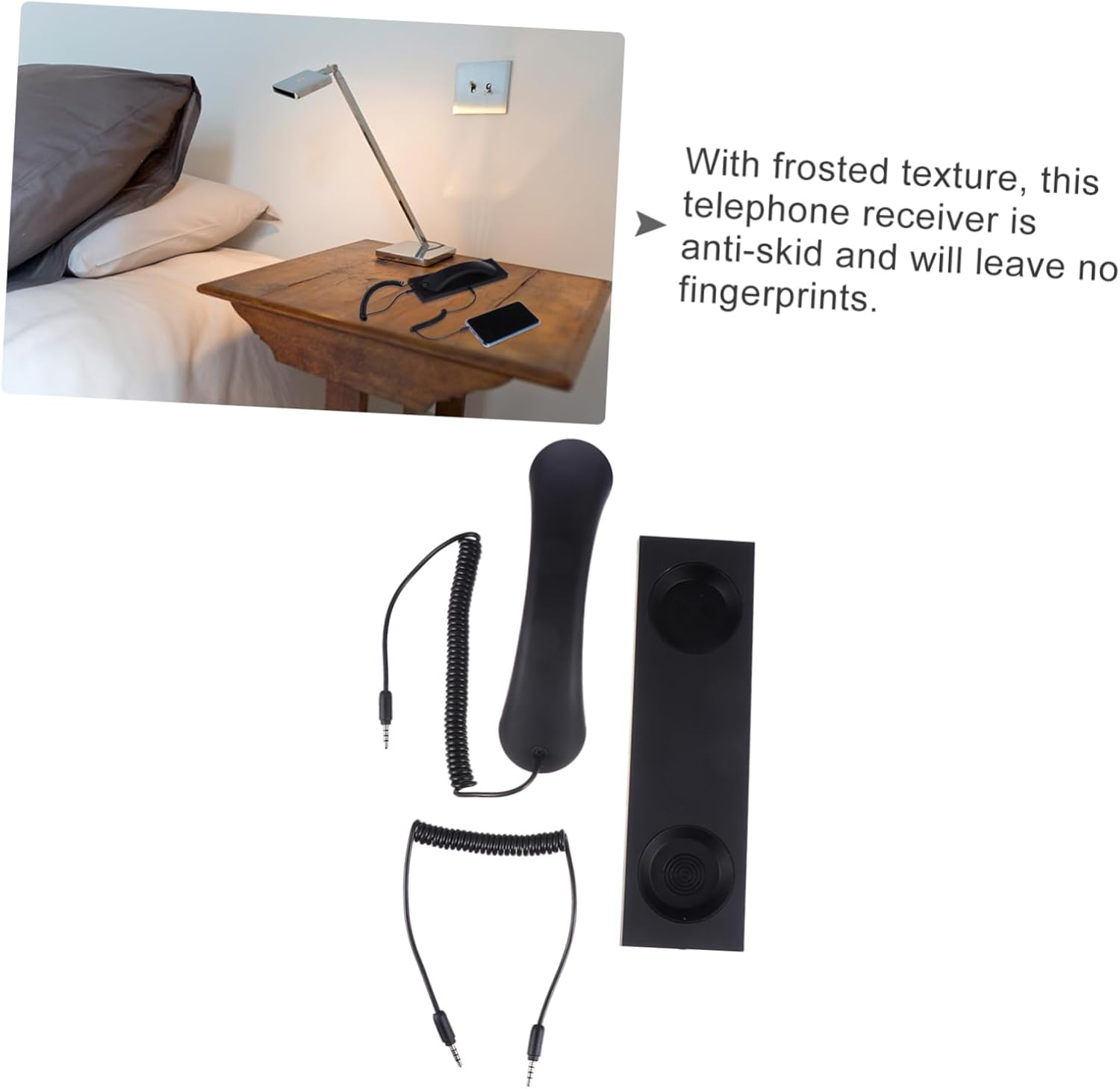 Uonlytech Retro Earphones for Cellphone Computer Tablet Microphone Black Creative Design for Retro Phone Handset Use at Home Office image number 3