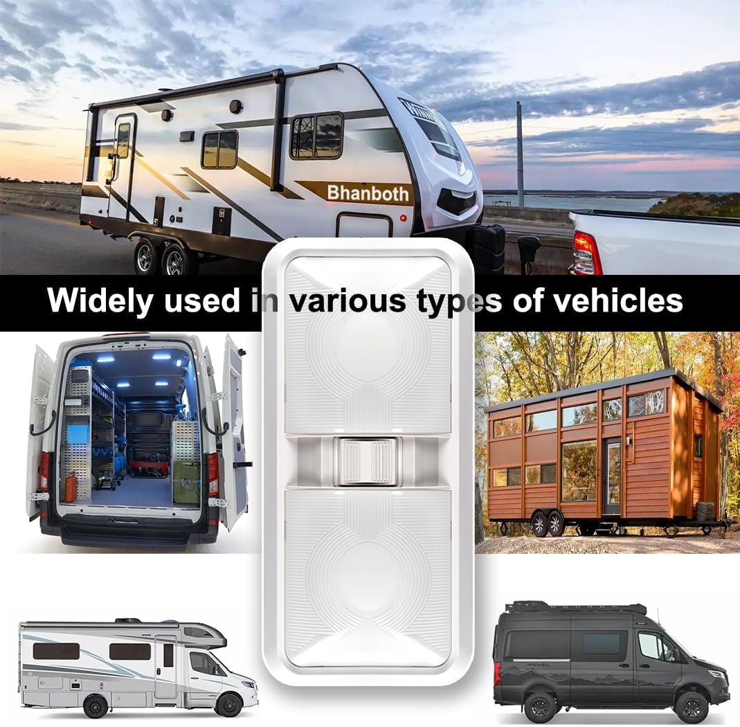 Bhanboth 2 Pack RV LED Lights Interior 12V, 8W 1000LM RV Ceiling Light with on off Switch, DC12-30V LED Light Fixtures for Camper Car Truck Motorhome Boat, Natural White 4000-4500K image number 5