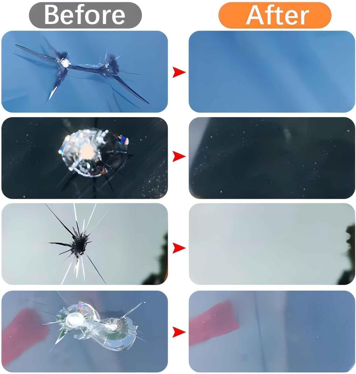 Windshield Crack Repair Kit, Windshield Repair Kit for Chips and Cracks, Glass Repair Fluid with 2 Bottles of Resin, Glass Repair Kit Windshield for Fixing Chips, Cracks, Bulls-Eye and Star-Shape Cack image number 5