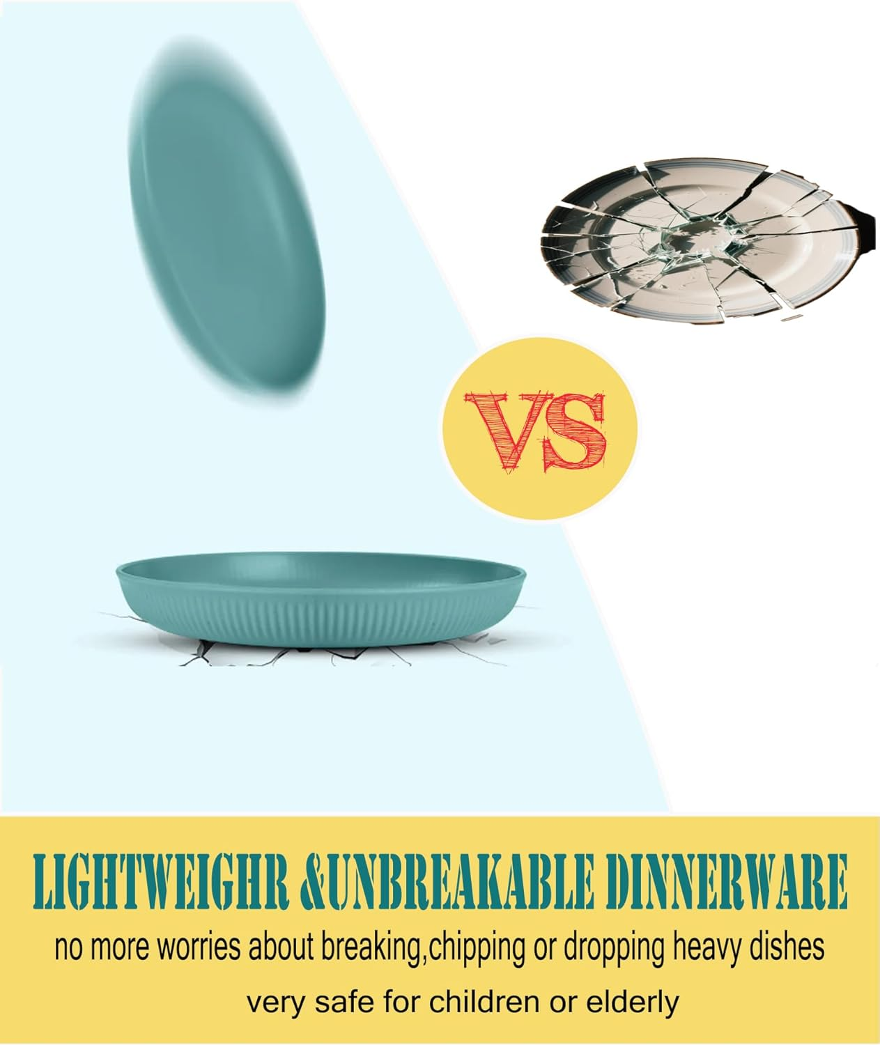 50 Pcs Wheat Straw Dinnerware Sets, Unbreakable Dishes Microwave Safe Dinnerware,Lightweight Reusable Bowls with Plates,Cups,Knives,Forks and Spoons Utensil Set for Camping (A Set of 6) image number 1