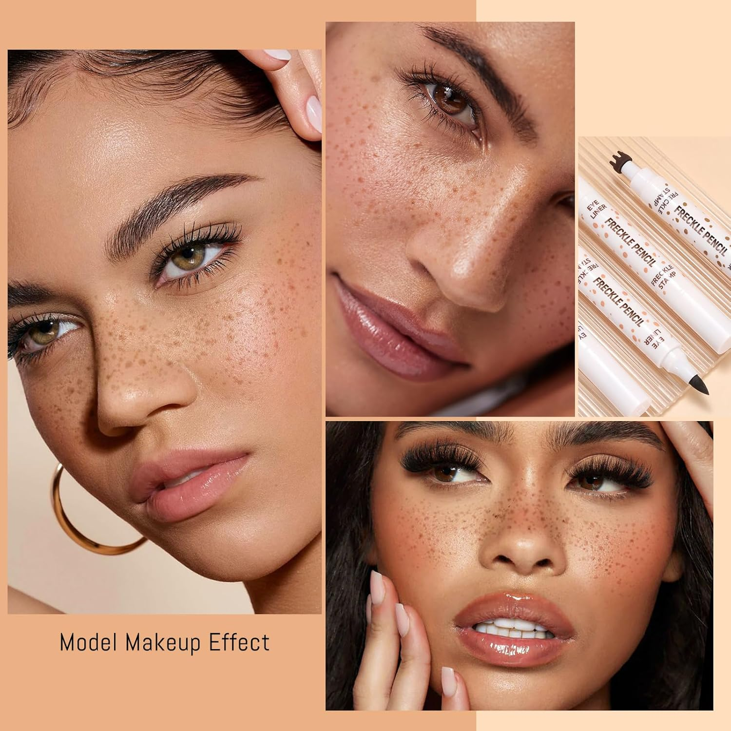 Noerrors 2 Colours Freckle Stamp Pen, Dual Ended 2 in 1 Artificial Freckle Marker Waterproof Quick Drying Eyeliner for Natural Sun Kiss Makeup, Light Brown & Dark Brown image number 4