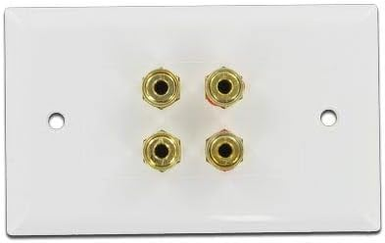 Selby Budget 2 Speaker Cable Wall Plate Wallplate DIY Home Theatre Hi-Fi White image number 3