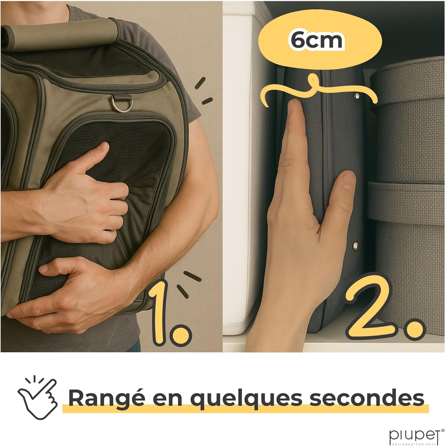 Piupet&reg; Cat Transport Box - Ideal for Cats and Small Dogs - Sturdy Transport Bag with Large Field of View - Cat Transport Box - Stylish Cat Box with Removable Fleece Mat image number 2