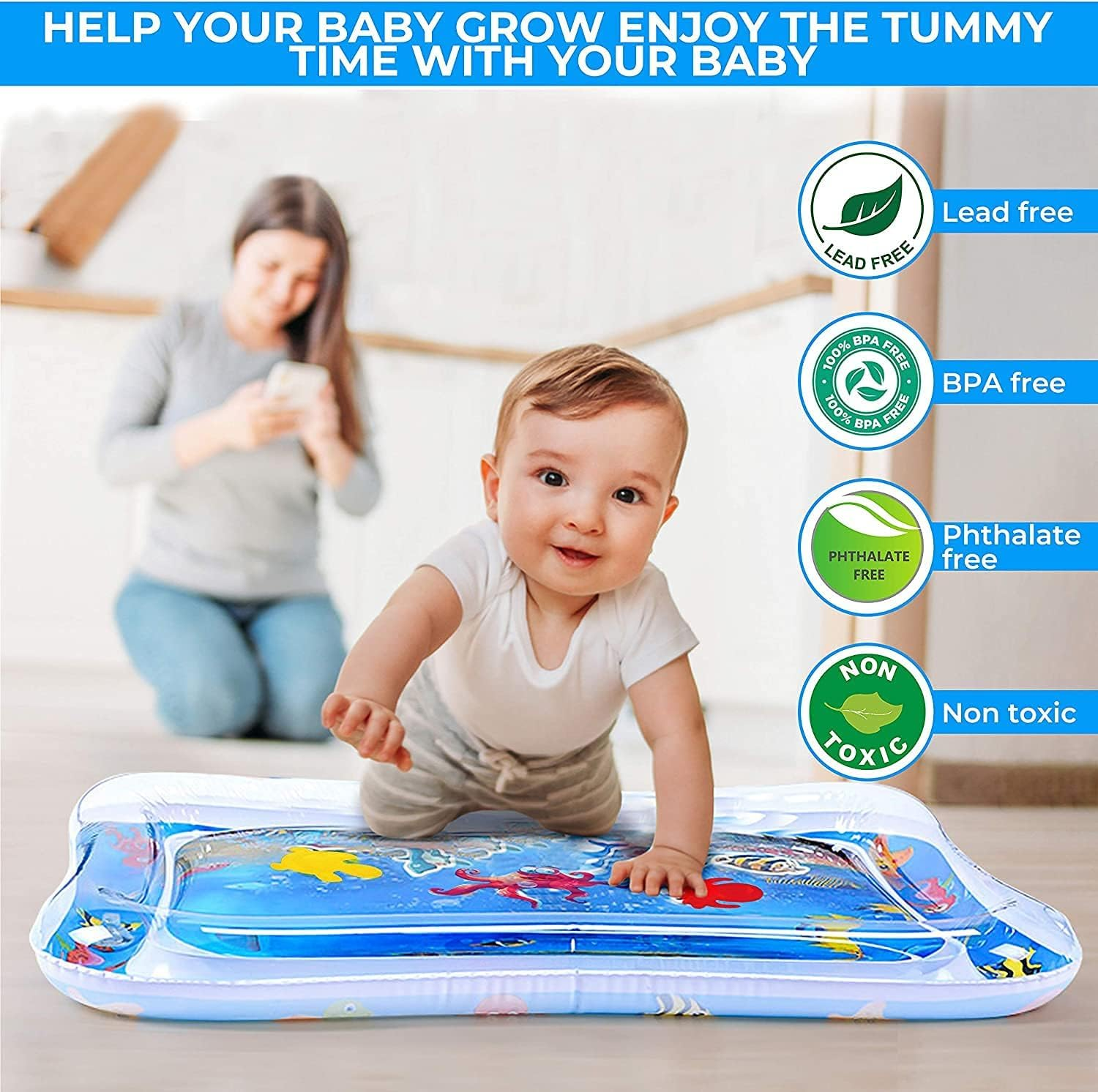 Water Play Mat, Baby Toys and Toddler Entertainment Activity Game Center, Used for the Growth of the Brain of Boys and Girls, Suitable for 3-12 Months of Bpa-Free Baby Toys