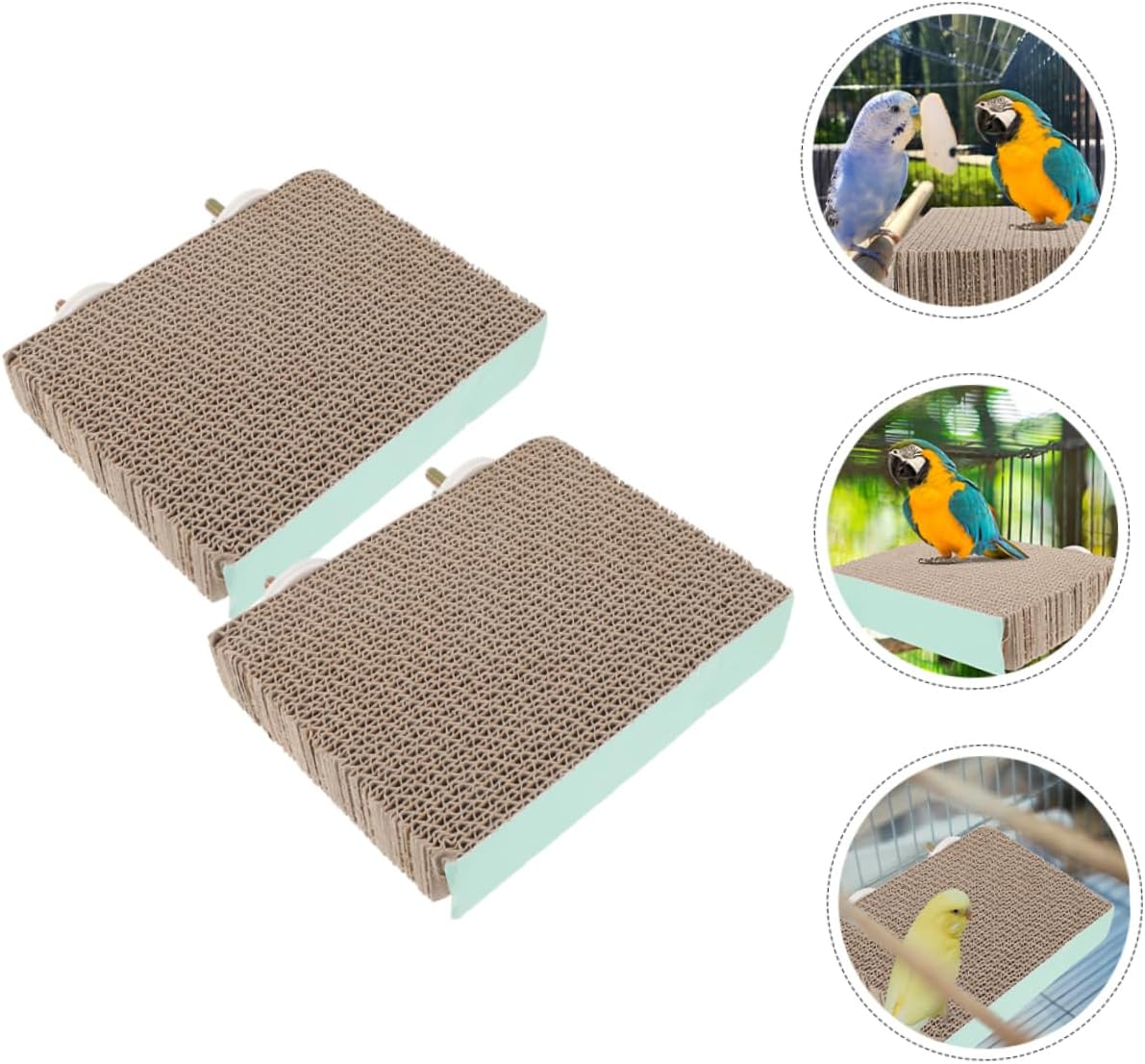 Happyyami 2Pcs Bird Perch Platform Stand Cardboard Exercise Toy Medium Size Parrot Play Stand for Cockatiels Budgies Cage Accessories image number 5