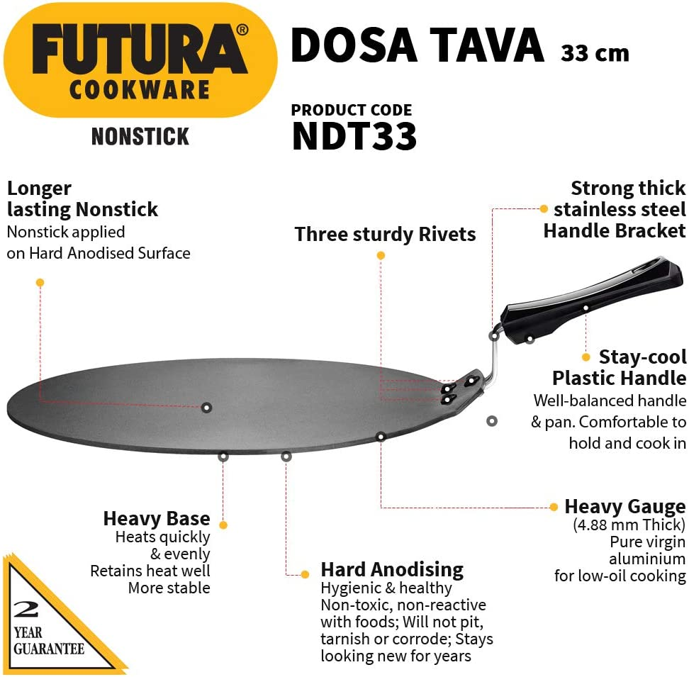 Hawkins Futura Non Stick Dosa Tava, 33 Cm Diameter image number 5