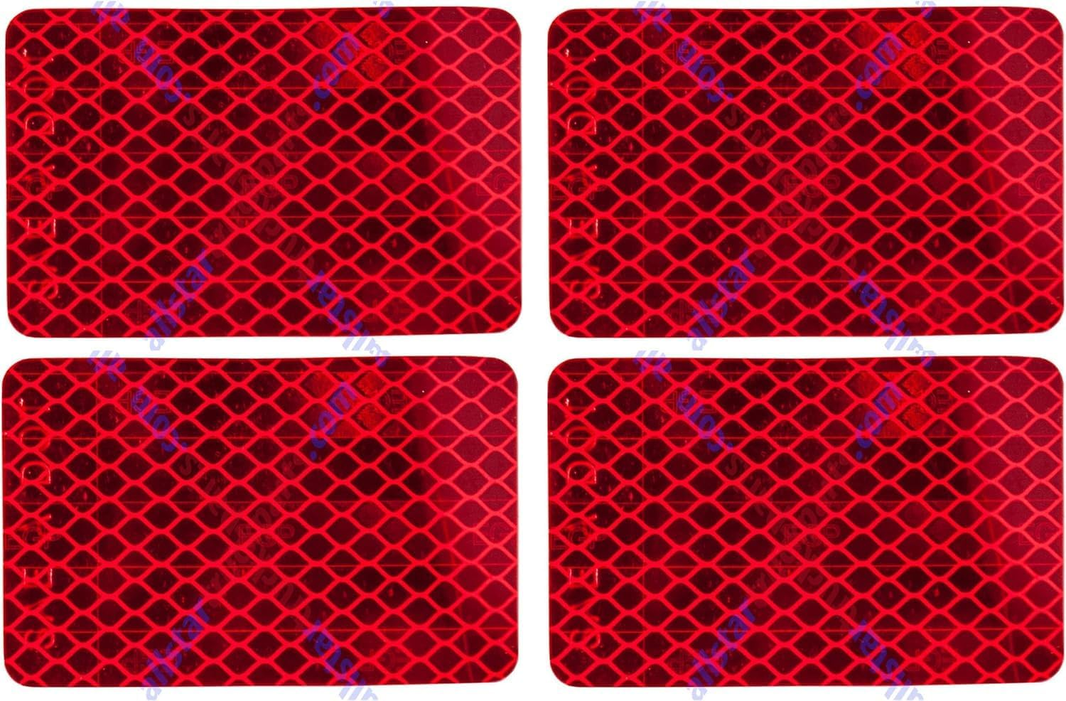 Amber/Red 2X3 Rectangle High Visibility Reflective Stick-On Prism Reflector | DOT-SAE | Strong Adhesive/Weatherproof | Trailer Camper RV Flatbed Fender Property Boat Marine (Red, Qty 4) image number 6