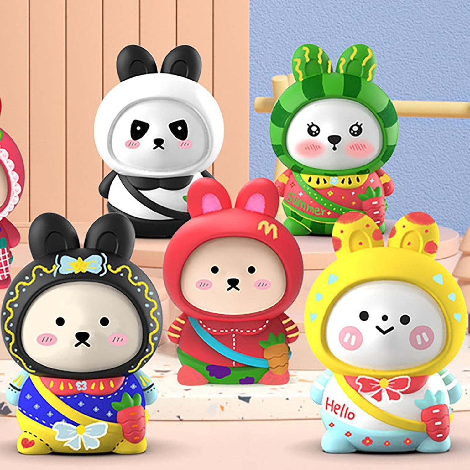 Nankoyal Paint Your Own Bunny Kit,Paint Rabbit Plaster - Includes 12 Color Pigments, 3 Rabbit Statues, 1 Color Palette, and 2 Paint Brushes