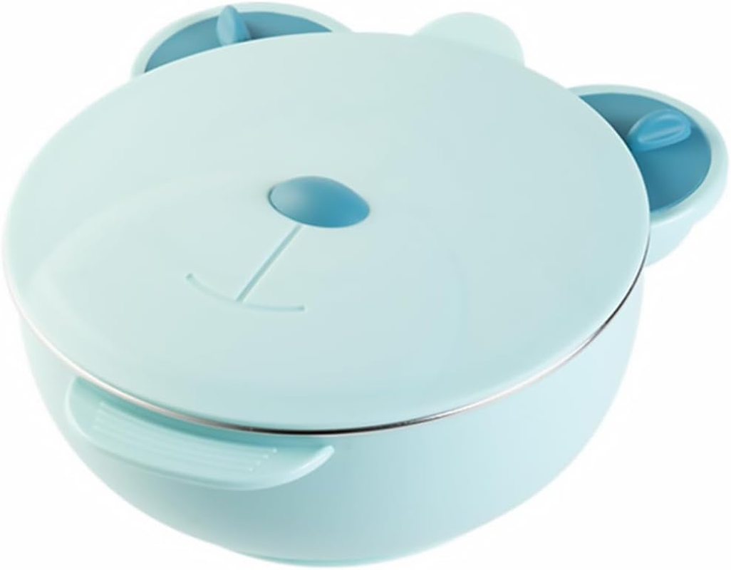 Ifundom Children S Tableware Set Stainless Steel Suction Bowl with Divided Plate Portable Insulated Lunch Box for Baby Food Feeding and Outdoor Use