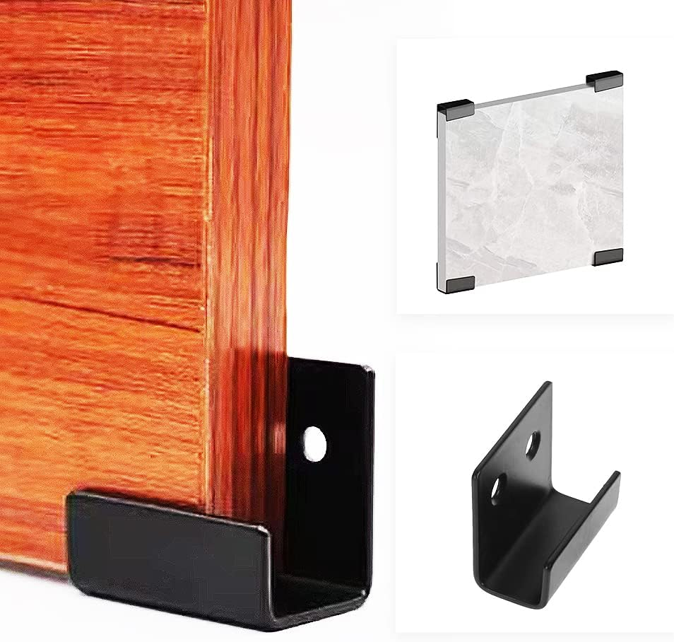 U Stainless Steel Mounting Bracket 40X35Mm Tile Hanger Wall Hook Heavy Duty Billboard Holder 2.0Mm Thickness with Screws - Silver/Black, 4 Pack image number 3