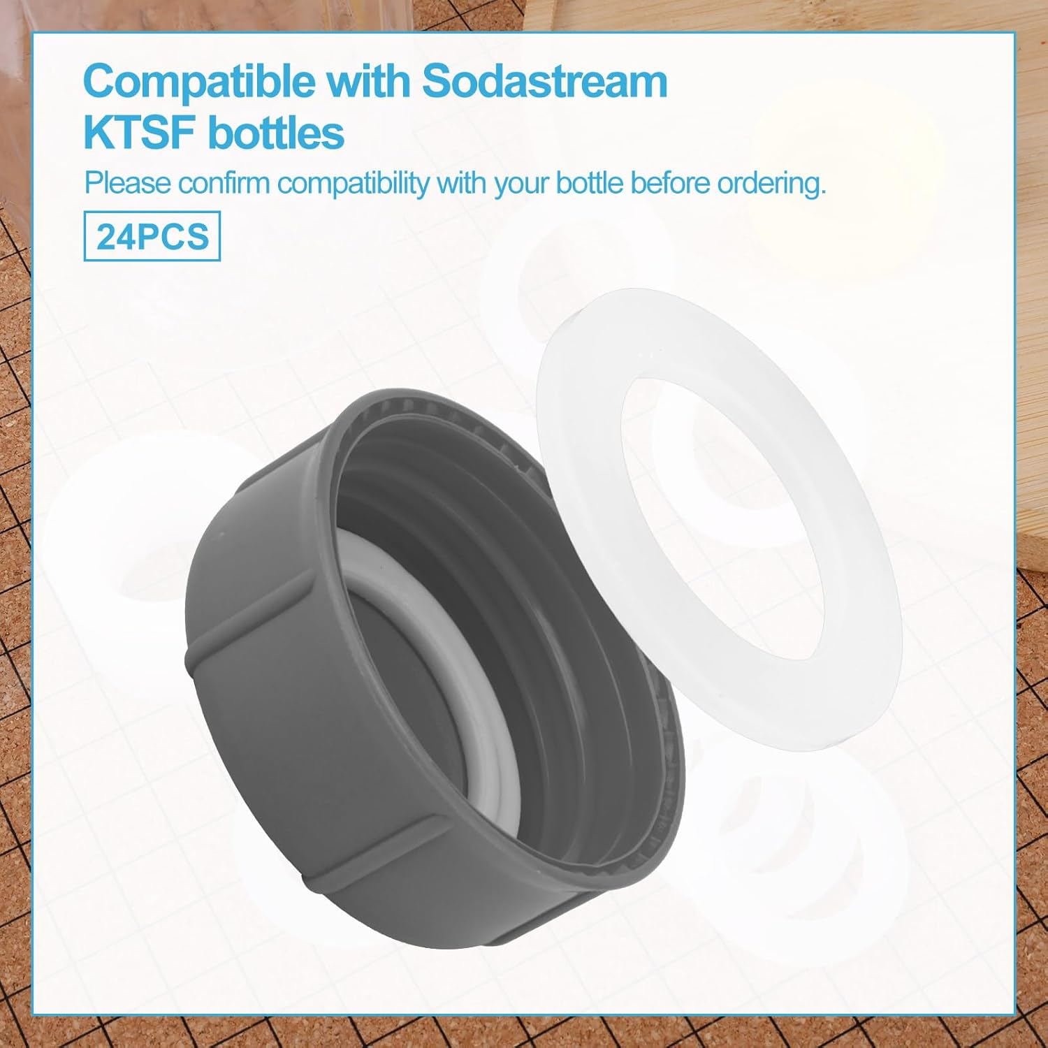 24Pcs Gasket Replacements for Sodastream Bottle, Silicone O-Ring Plastic & PET Bottle Replacement Parts Sealing Gasket Compatible with Sodastream Bottles