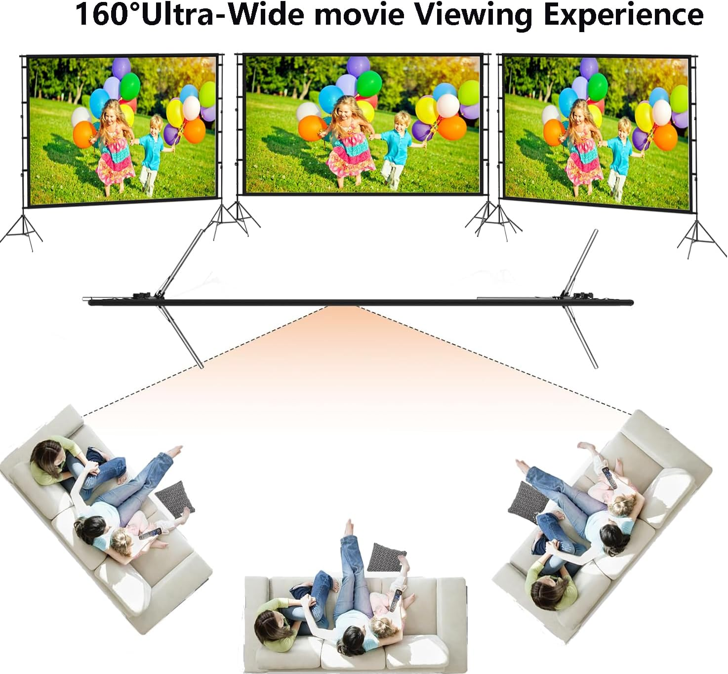 Projector Screen and Stand, 100-Inch Portable Indoor Outdoor Projection Screen16:9 Aspect Ratio 4K HD, Foldable Anti-Crease Double Sided Movie Screen with Carry Bag, Ideal for Office and Home Theater
