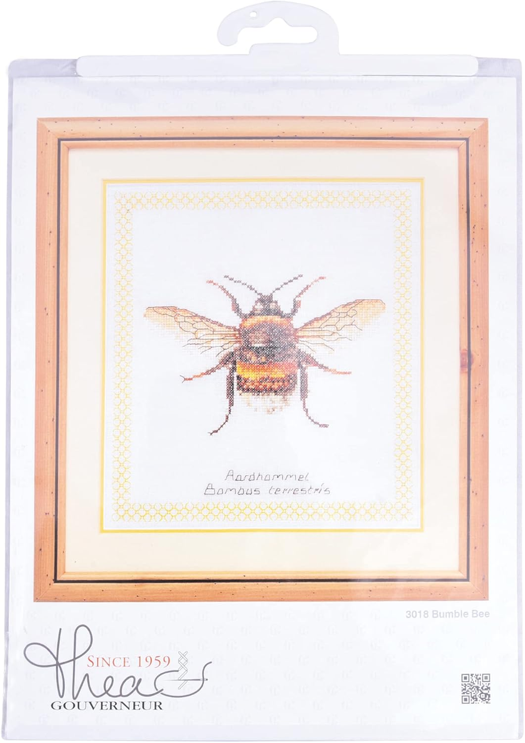 Thea Gouverneur - Counted Cross Stitch Kit - Embroidery Kit - 3018A - Pre-Sorted DMC Threads - Bumble Bee - Aida - 7,9 X 8,3Inch - DIY Kit - Aida image number 3