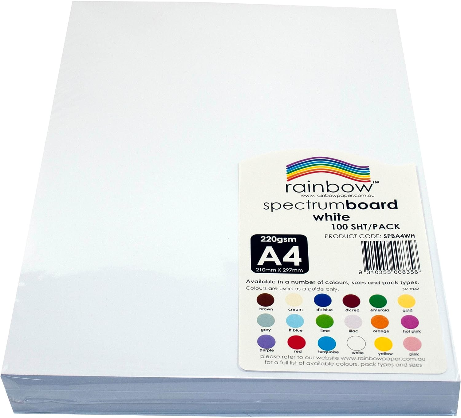 Rainbow A4 Cardboard 100 Sheets, White image number 1