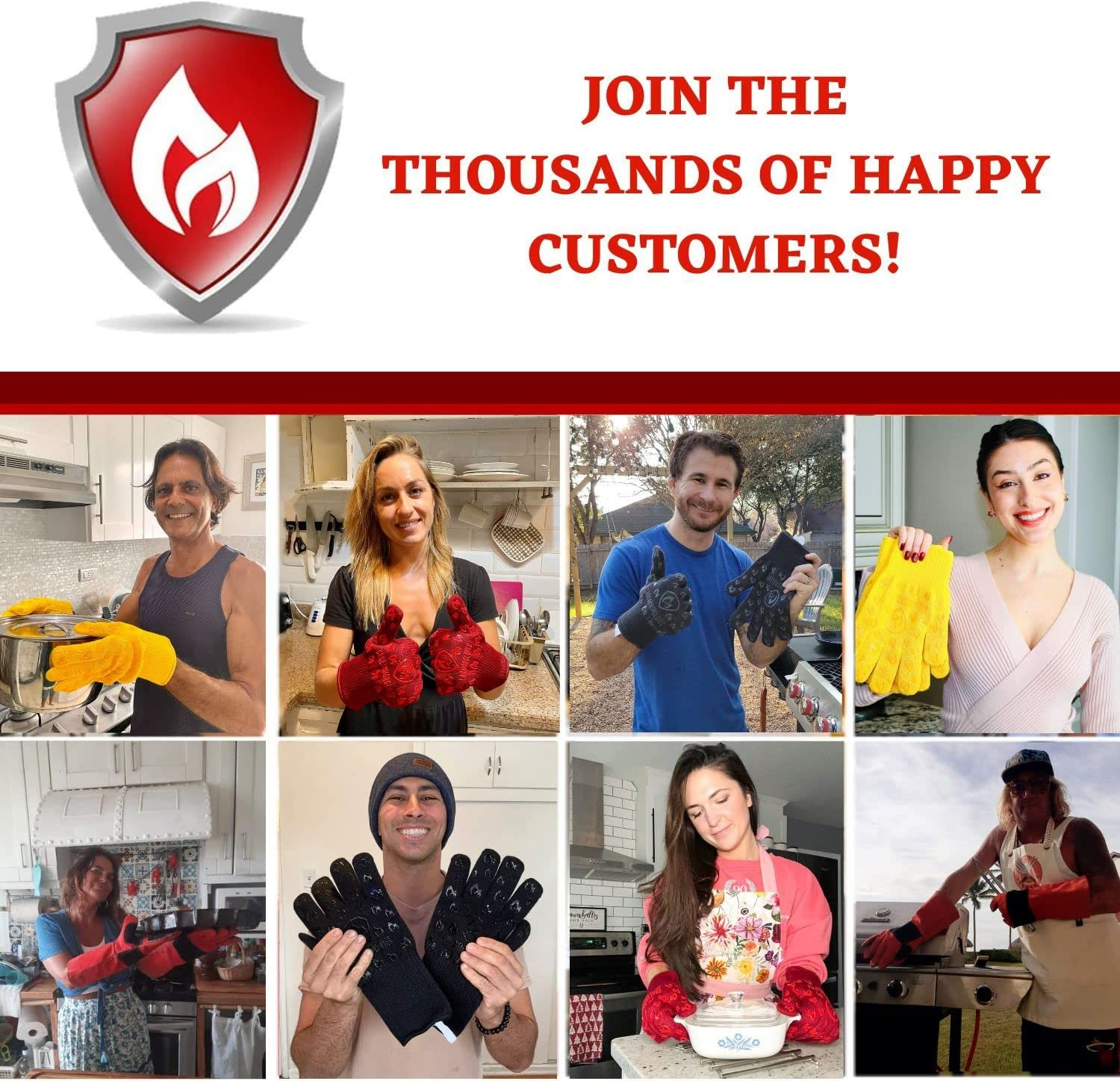 Grill Armor BBQ Gloves &ndash; Waterproof Extreme Heat Resistant 932F Oven Gloves for Cooking, Grilling, Baking, Camping &ndash; Handle Hot Food in Kitchen, Smoker, Cast Iron, Fire Pit, Pizza, Fryer, Barbecue image number 3