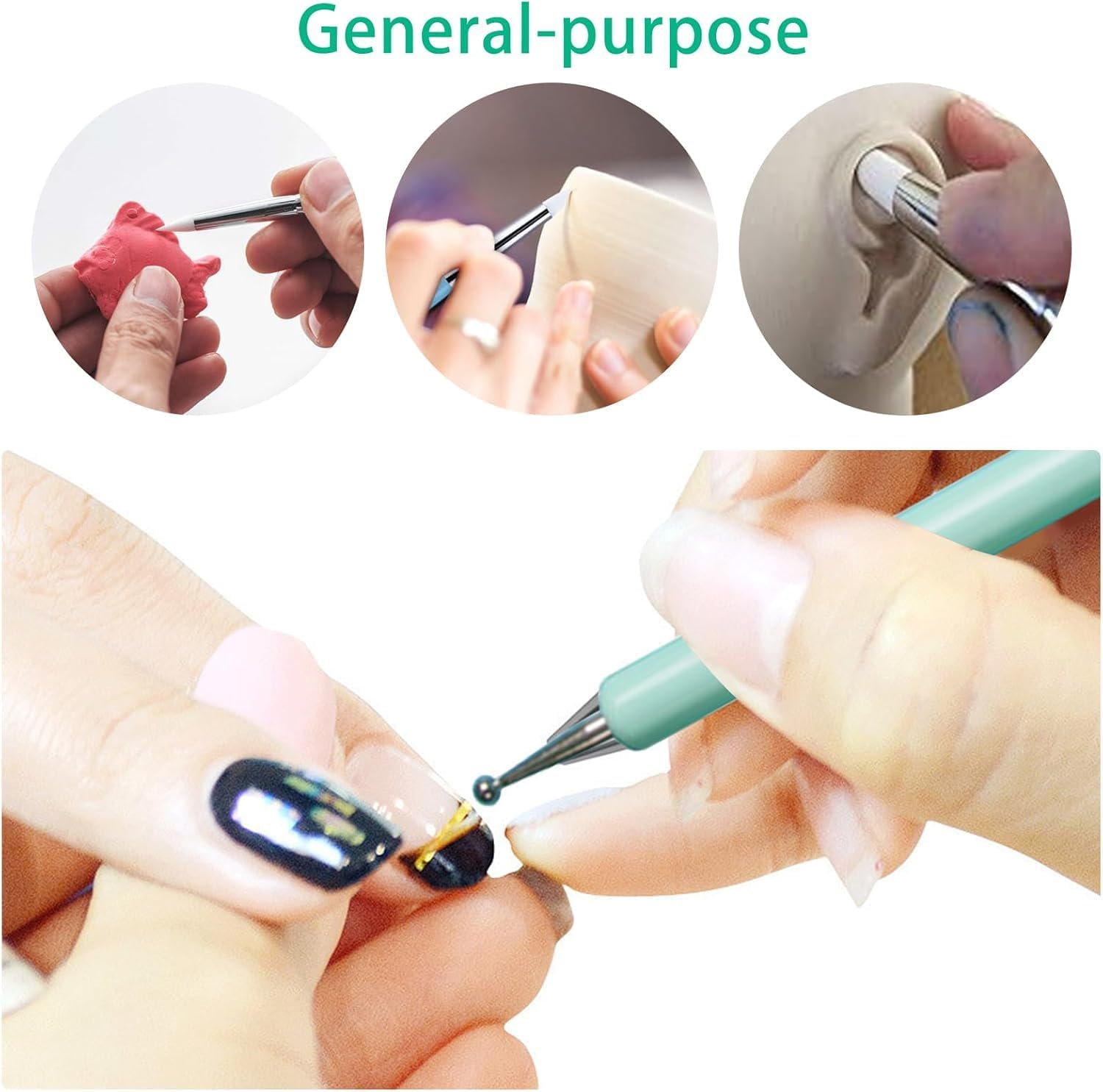 Ceramic Clay Ball Stylus Dot Painting Tool, 9Pcs Pottery Clay Sculpting Tool Ball Stylus Dotting Tool,Ball Stylus Dotting Tools Polymer Clay Tool,Metal Ball Stylus Clay Ceramics Pottery Sculpting Tool image number 2