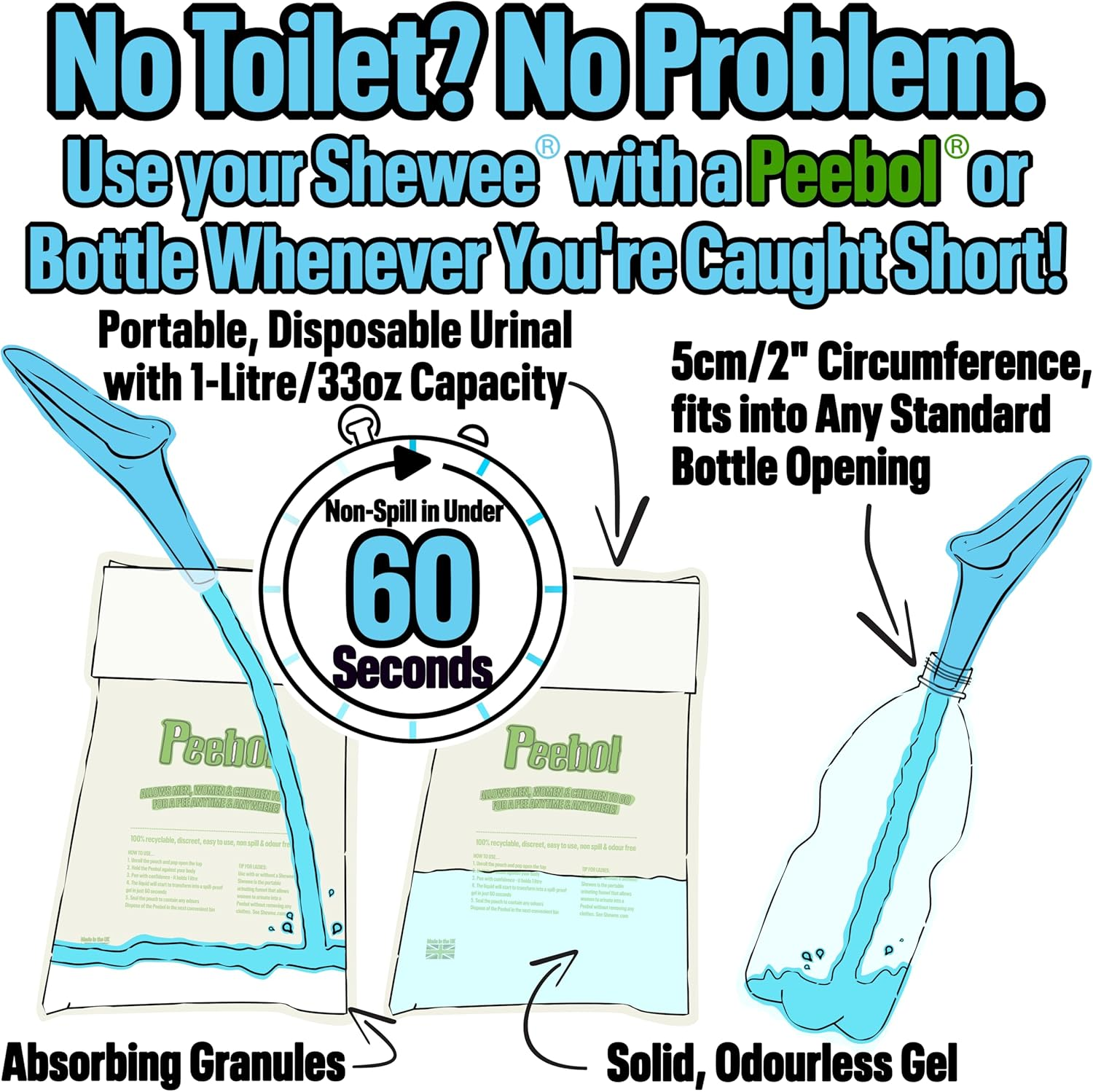SHEWEE Flexi Female Urinal - Made in the UK &ndash; Flexible, Reusable, Portable & Recyclable Urination Device. Festival, Camping, Car, Hiking Essentials for Women. Stand to Pee Device W/Extension Pipe