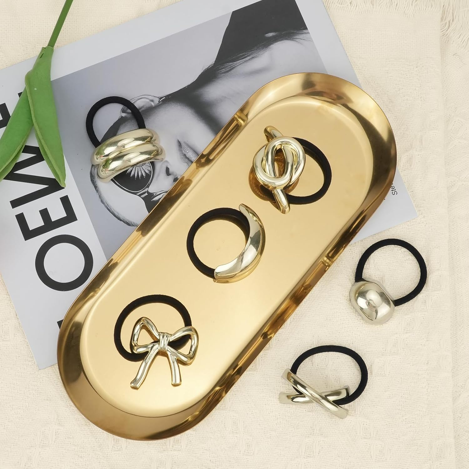 JINGIHE Pack of 6 Metal Hair Scrunchies, Gold Hair Accessories, Women Hair Ties, Ponytail Hair Rings Braid Scrunchie Hair Cuff for Women Girls Women Hair Accessories image number 3