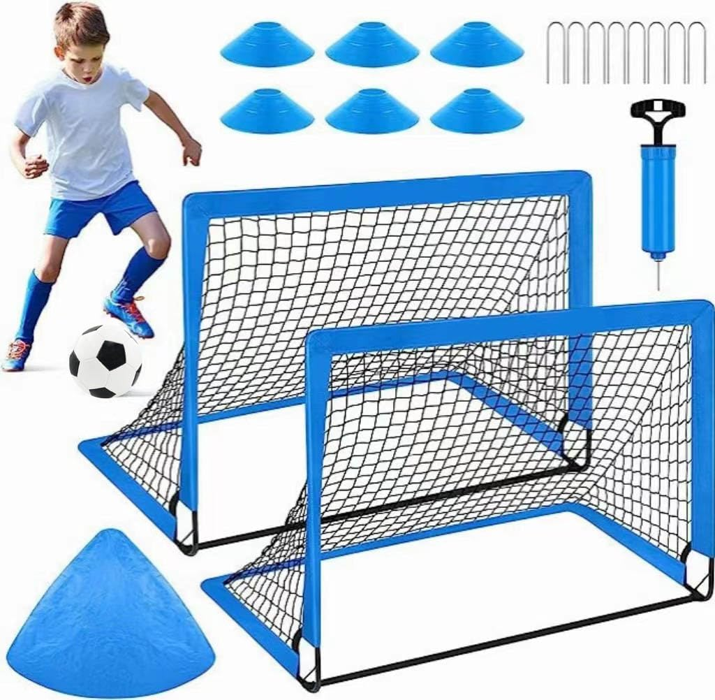 Soccer Goal Set - 2 Set of 6X4 / 4X3 Ft Toddler Soccer Nets Training Equipment, Soccer Ball, Pop up Portable Soccer Set for Kids and Youth Games and Training Goals image number 5