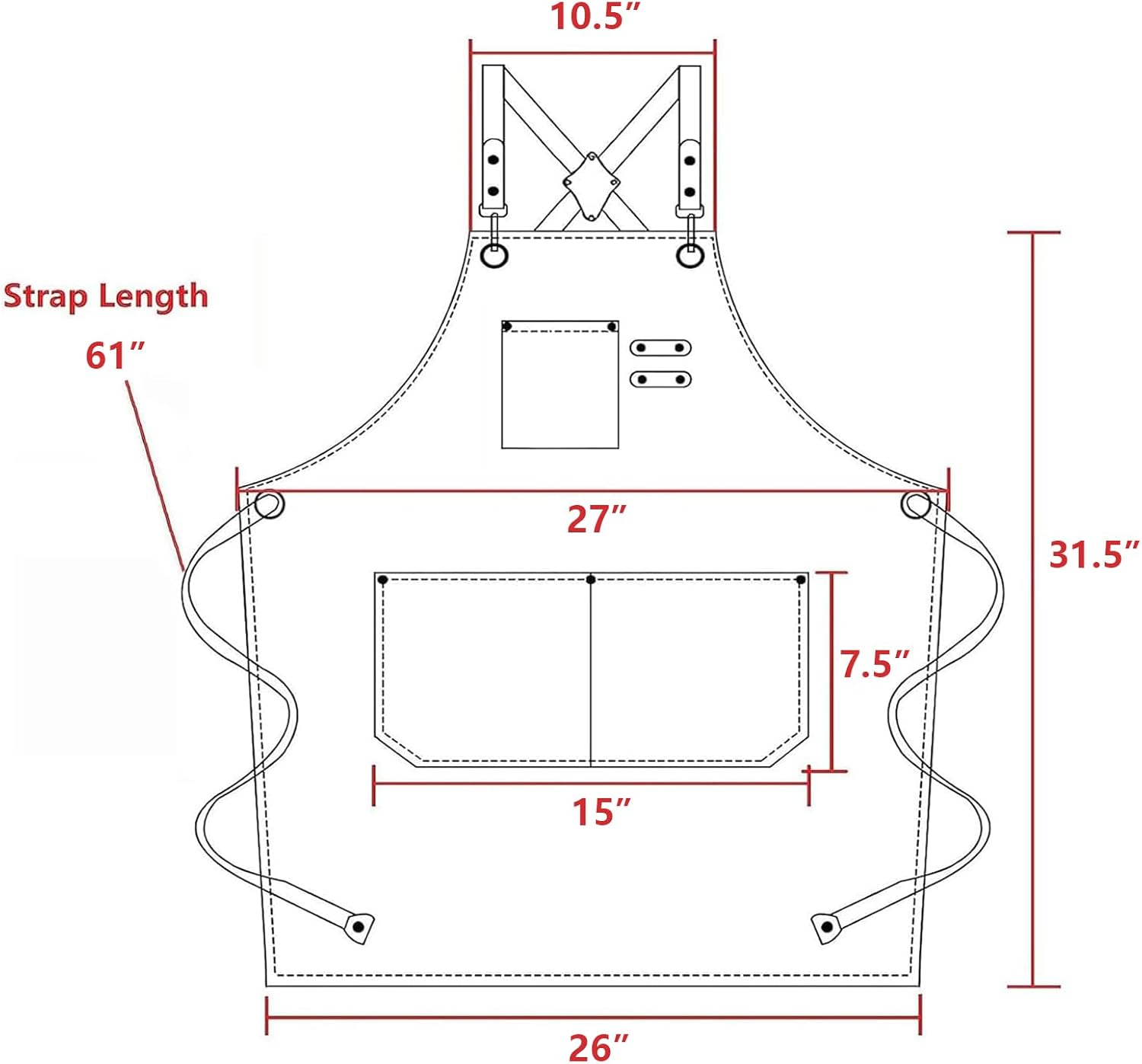 AFUN Chef Aprons for Men Women with Oversized Pockets, 16-Ounce Cotton Canvas Cross Back Heavy Duty Work Apron - Beige image number 5