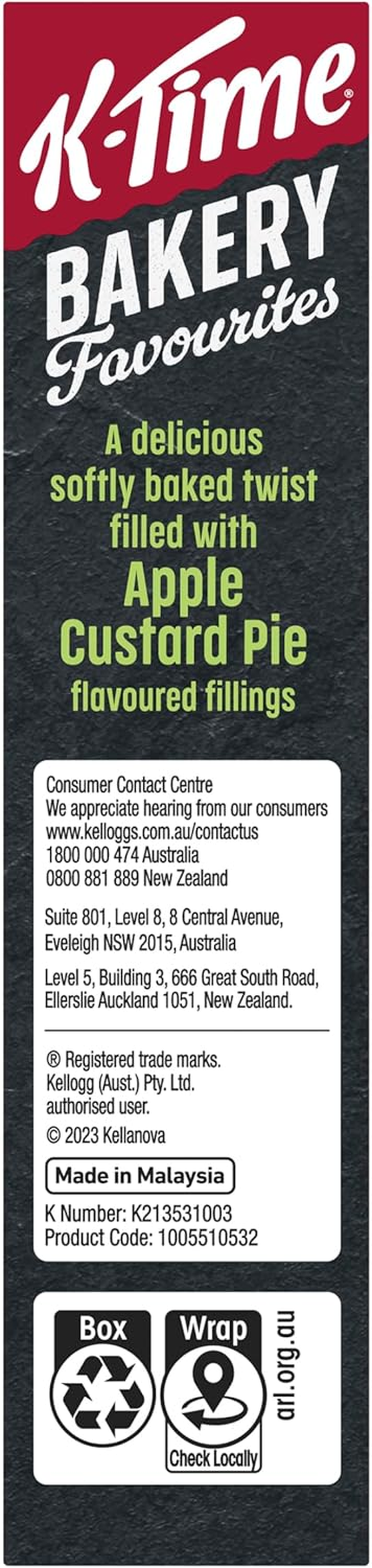 Kellogg&rsquo;S K-Time Twists Bakery Favourites Apple & Custard 5 Bars