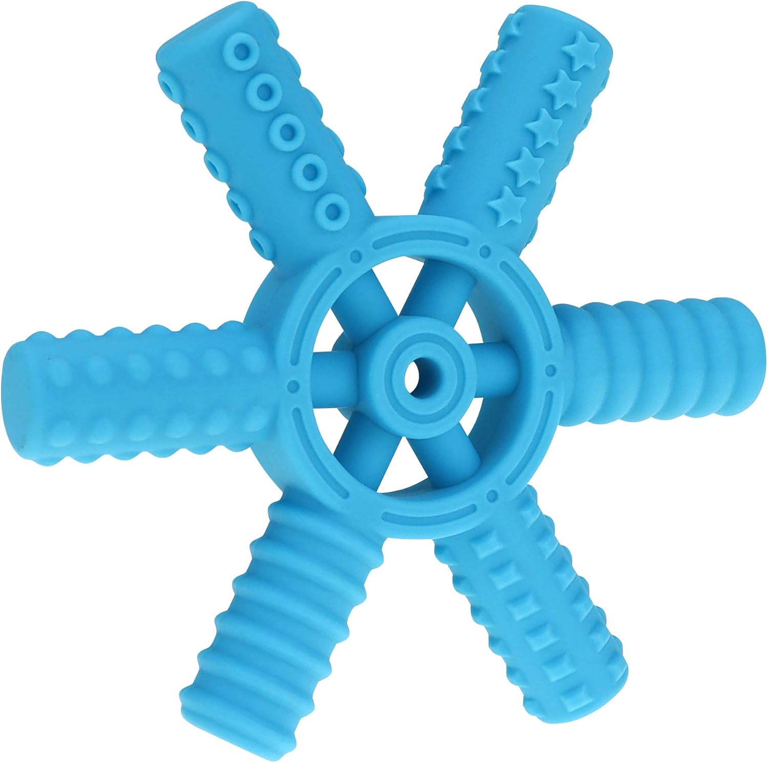 Panny & Mody Silicone Rudder Teether, Sensory Chew Toy with 6 Different Textures, Perfect Chewable Toys for Kids Boys and Girls with ADHD, SPD, Teething, Autism, Biting Needs(Green)