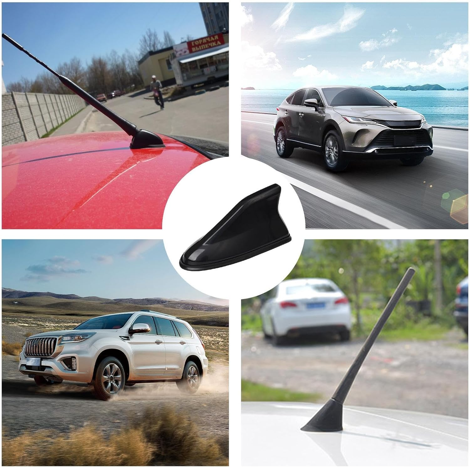 PUCHEN Car Shark Fin Antenna, Universal Roof Top Radio & Navigation Antenna, Waterproof Adhesive, Easy Install, Black