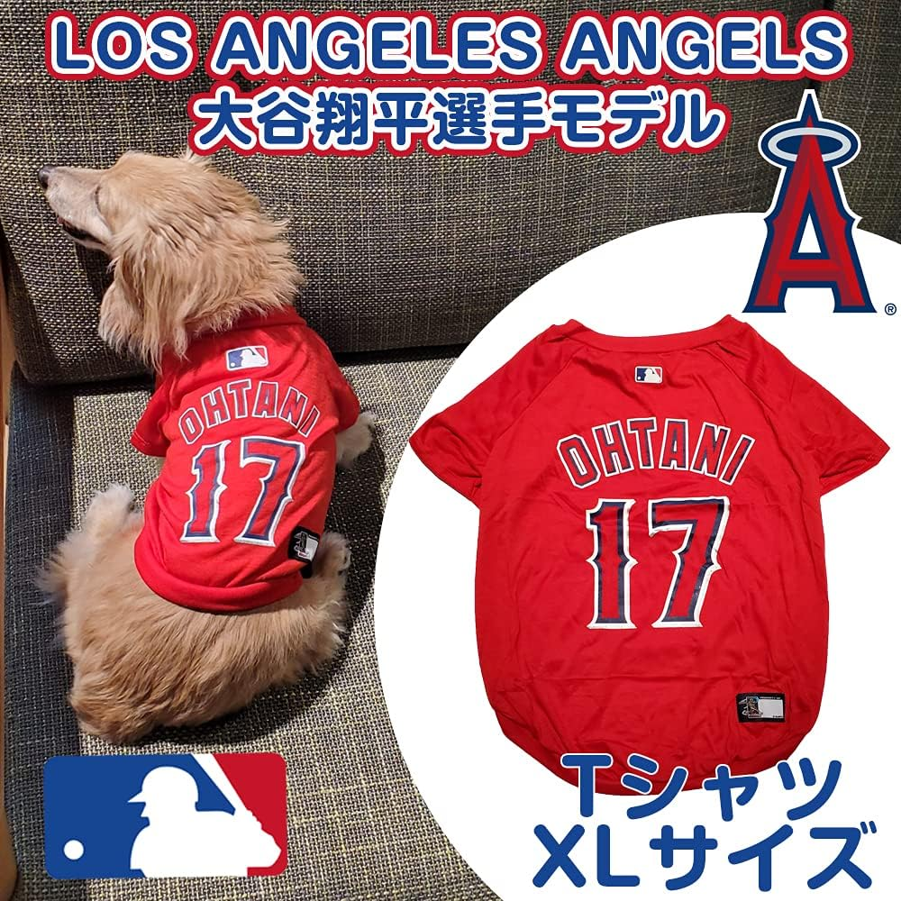 MLBPA SHOHEI OHTANI #17 TEE Shirt for Dogs & Cats. MLB Los Angeles Angels Dog T-Shirt, X-Large | Sports Dress for Pets | Licensed Sporty Dog Shirt. image number 2