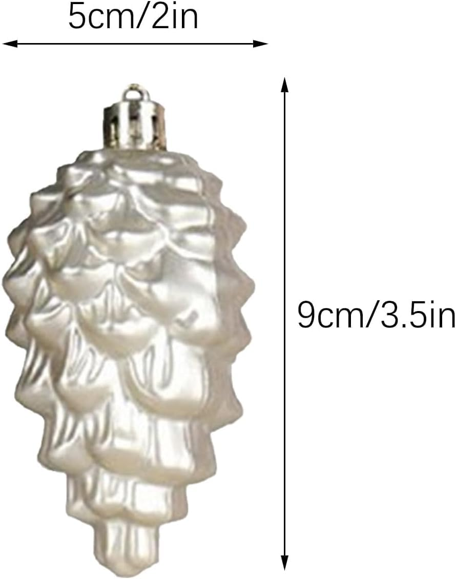 Christmas Baubles Christmas Ball Ornaments 8Pcs Christmas Ball Christmas Decorations Christmas Tree Pinecone Ornaments Hanging for Christmas Tree Decor Christmas Balls Set Xmas Balls (Color : Silver image number 1