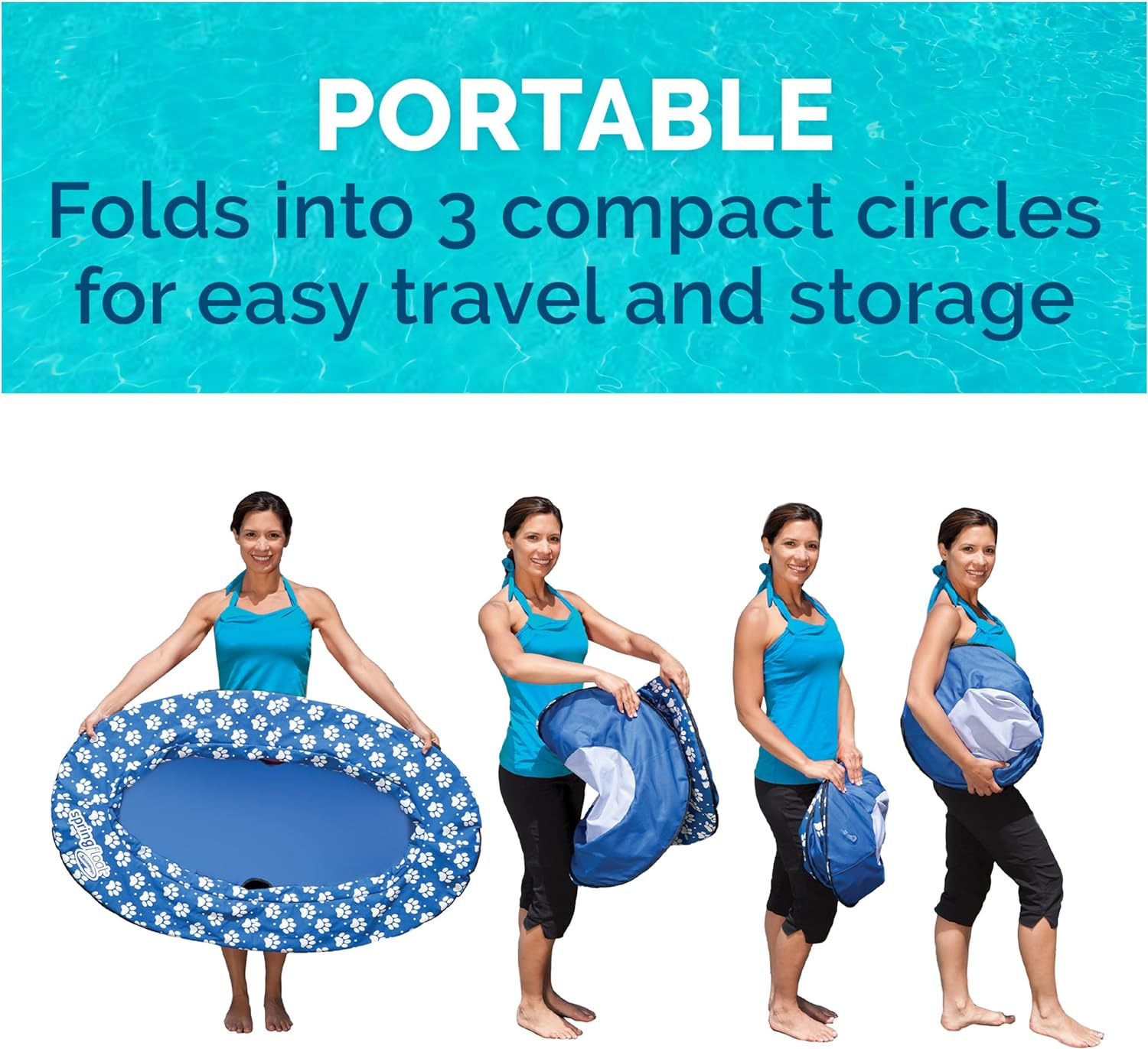 Swimways Spring Float Paddle Paws Dog Pool Float - Small (0-65 Lbs), Blue image number 6