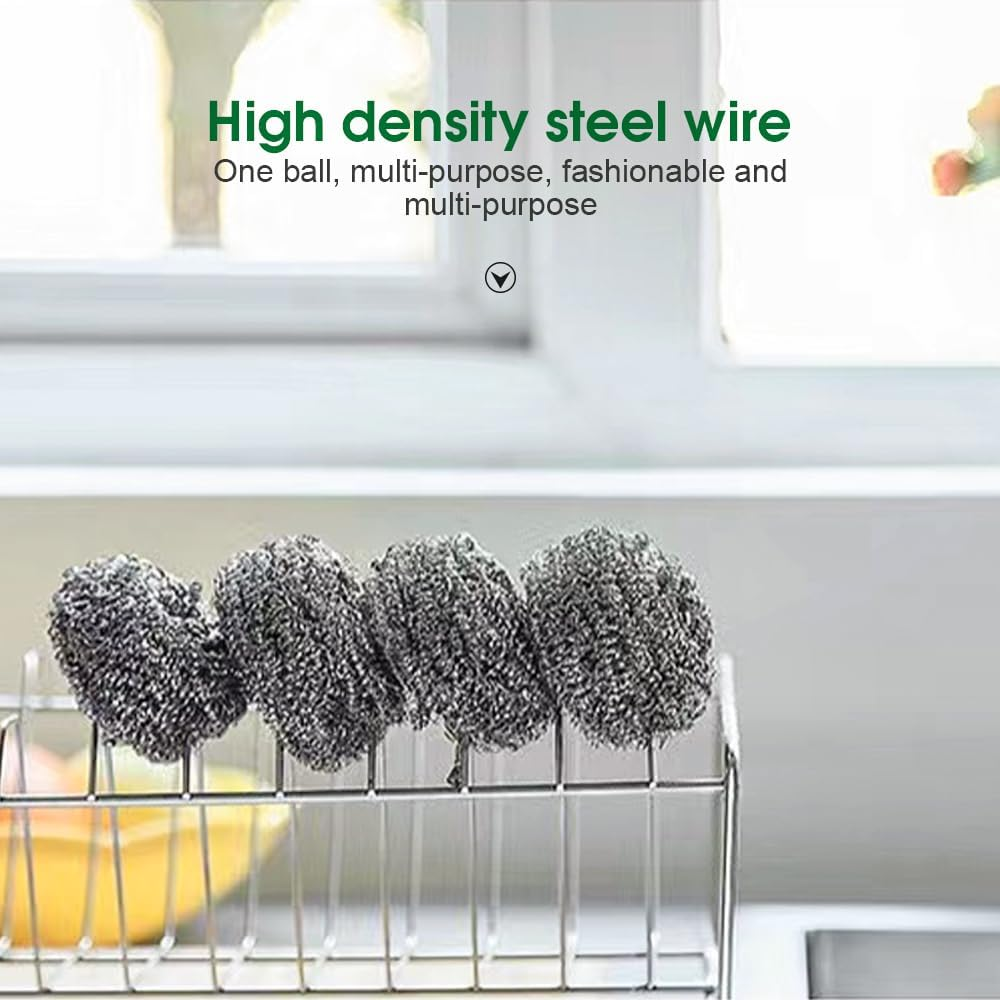 Cook Easy 6PCS Stainless Steel Scrubbers, Steel Wool Scourers Scouring Pads Metal Sponges, Easy Scouring Grease Dirt Oil Rust for Dishes,Pans,Pots,Ovens,Grills,Sinks (1Pack-6Pcs, 6CM Diameter) image number 5